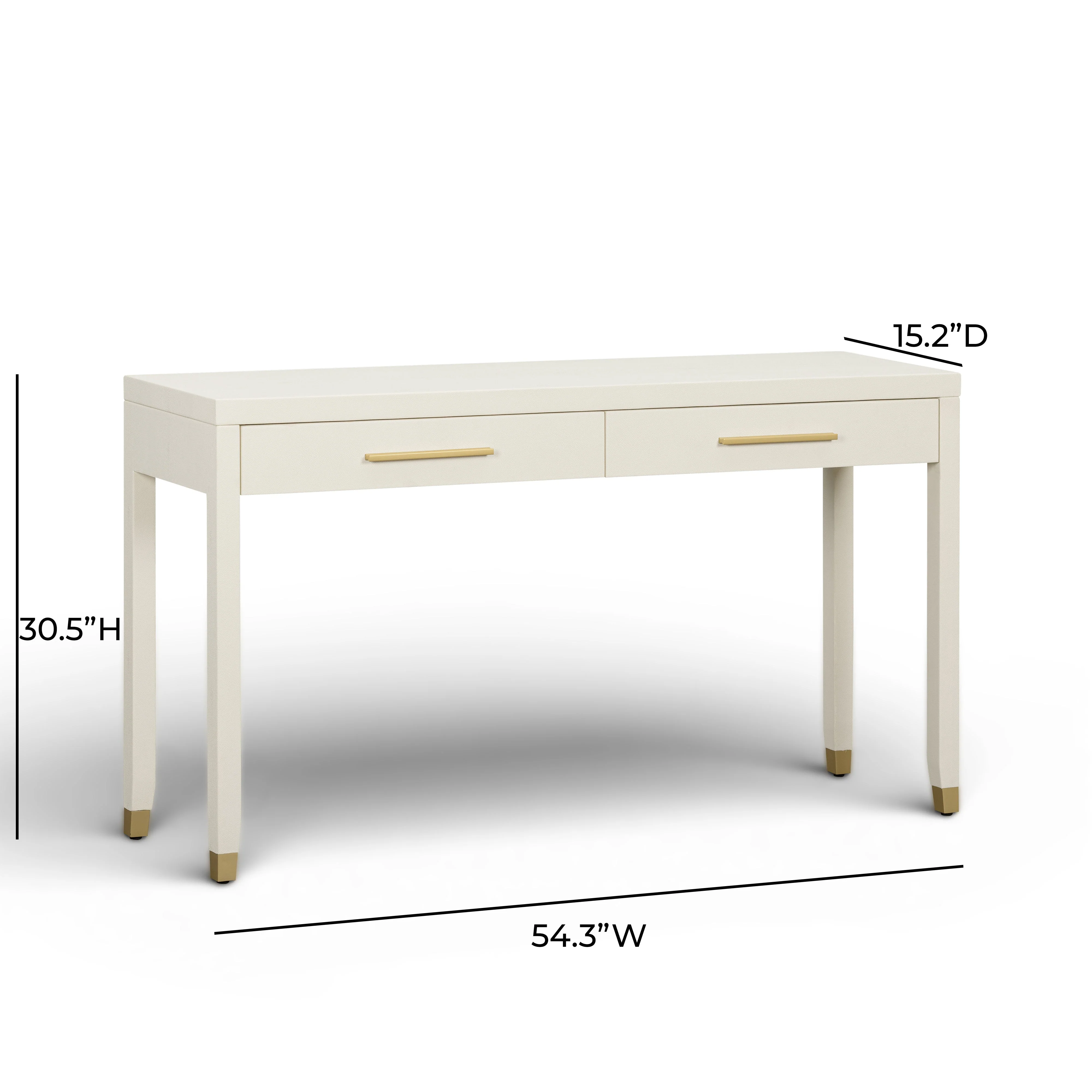 Dani 54" Cream Faux Shagreen 2-Drawer Console Table - Image 7