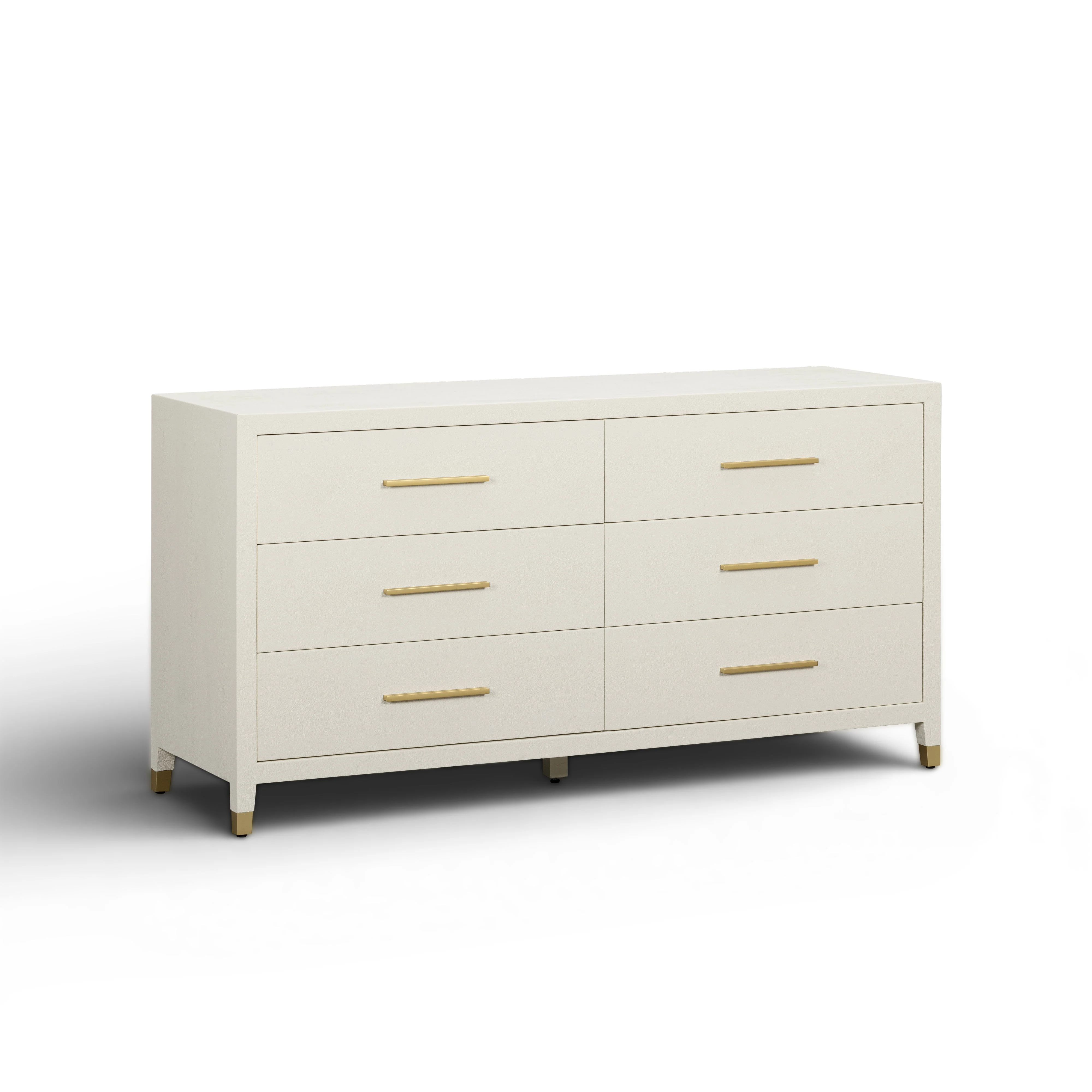 Dani 62" Cream Faux Shagreen 6-Drawer Dresser - Image 2