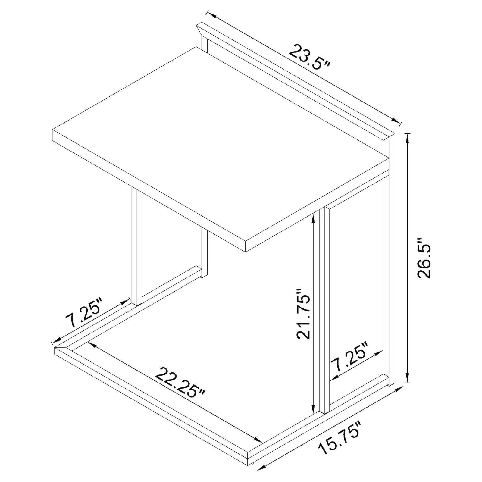 Dani Rectangular Snack Table with Metal Base - Image 7