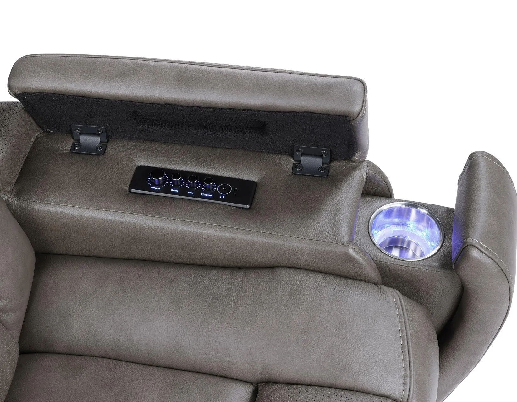 Daniel Triple Power Home Theater Leather Recliner with Built-in Speakers - Image 12