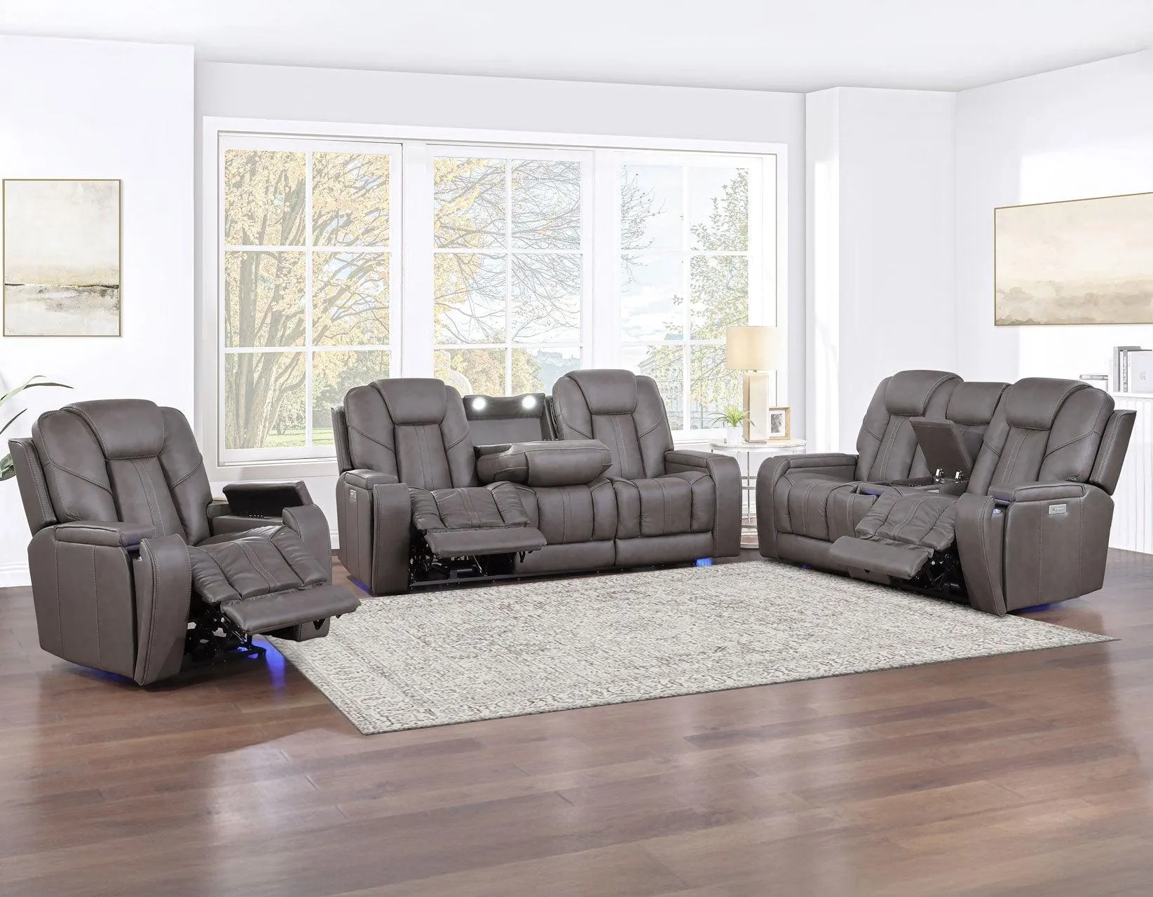 Daniel Triple Power Home Theater Leather Recliner with Built-in Speakers - Image 14