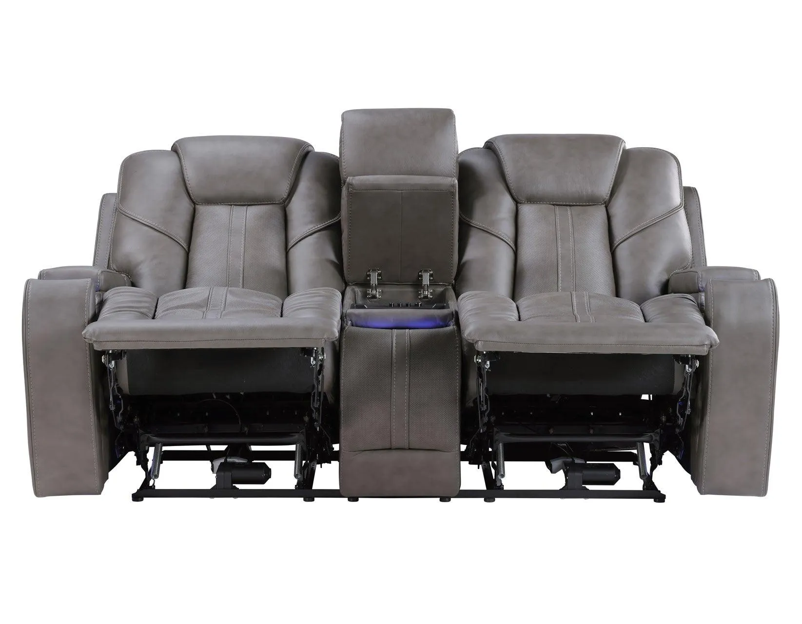 Daniel Triple Power Home Theater Leather Reclining Console Loveseat, Built-in Speakers, Heat and Massage - Image 6