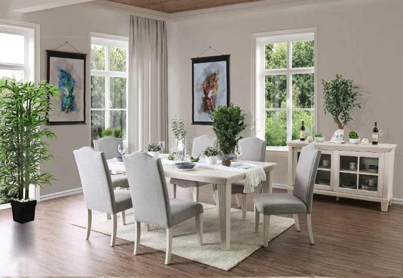 Daniella Antique White/Gray 7-Piece Dining Room Set