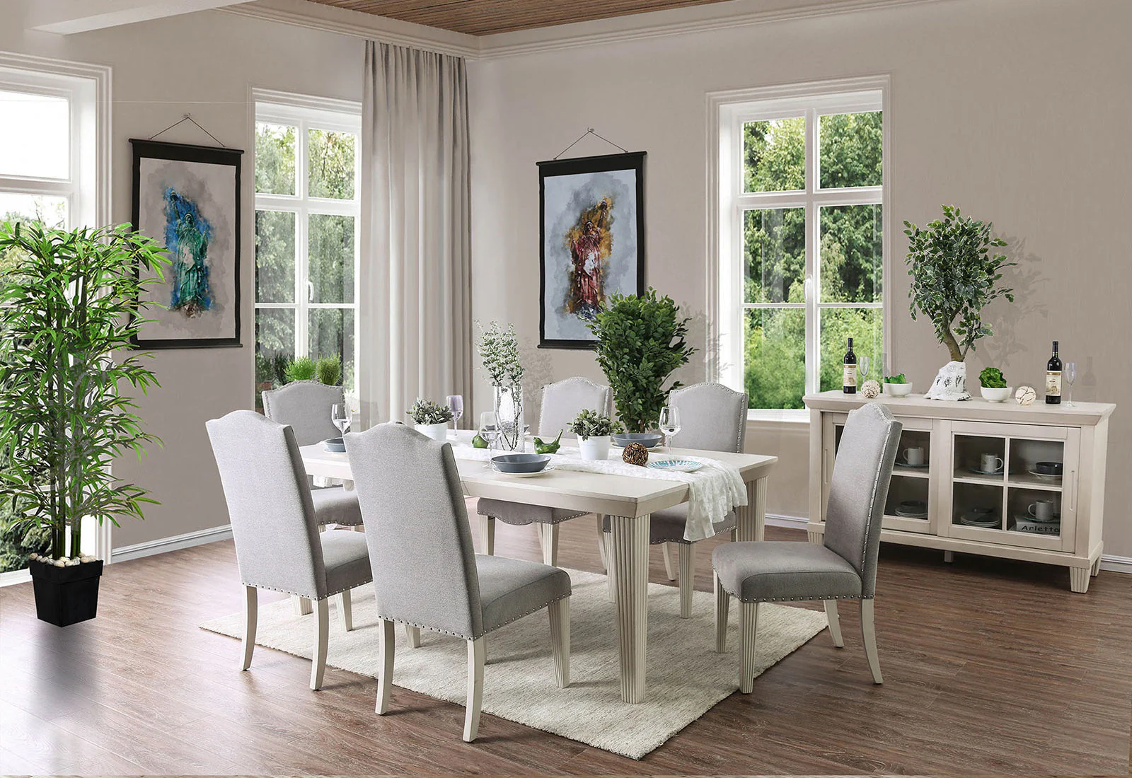 Daniella Antique White/Gray Side Chair - Image 2