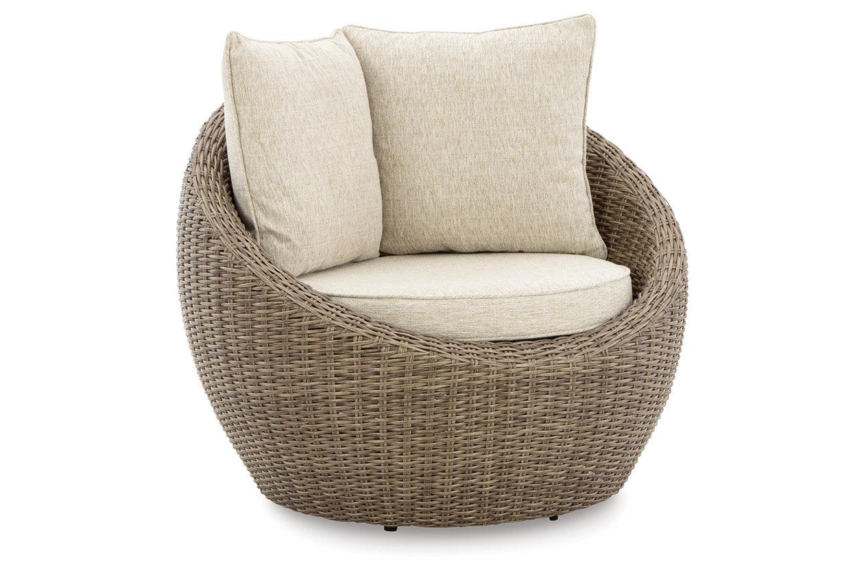 Danson Beige  Outdoor Swivel Lounge Chair (Set of 2) - Image 4