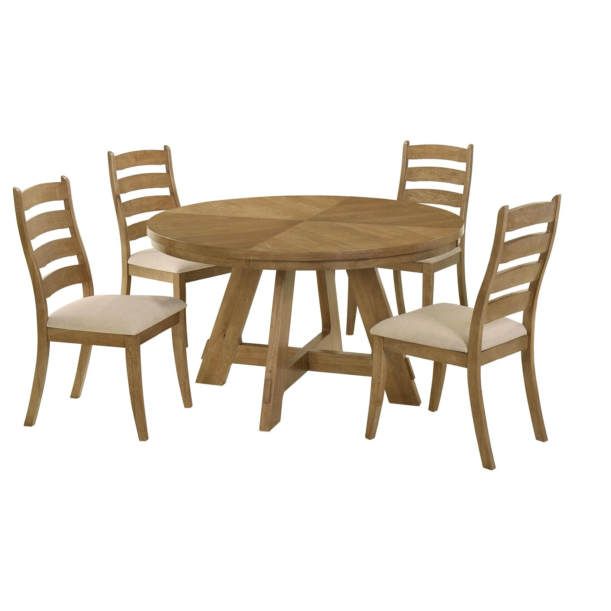 Danvers Brown Oak 5-Piece Round 54-inch Dining Set - Image 2