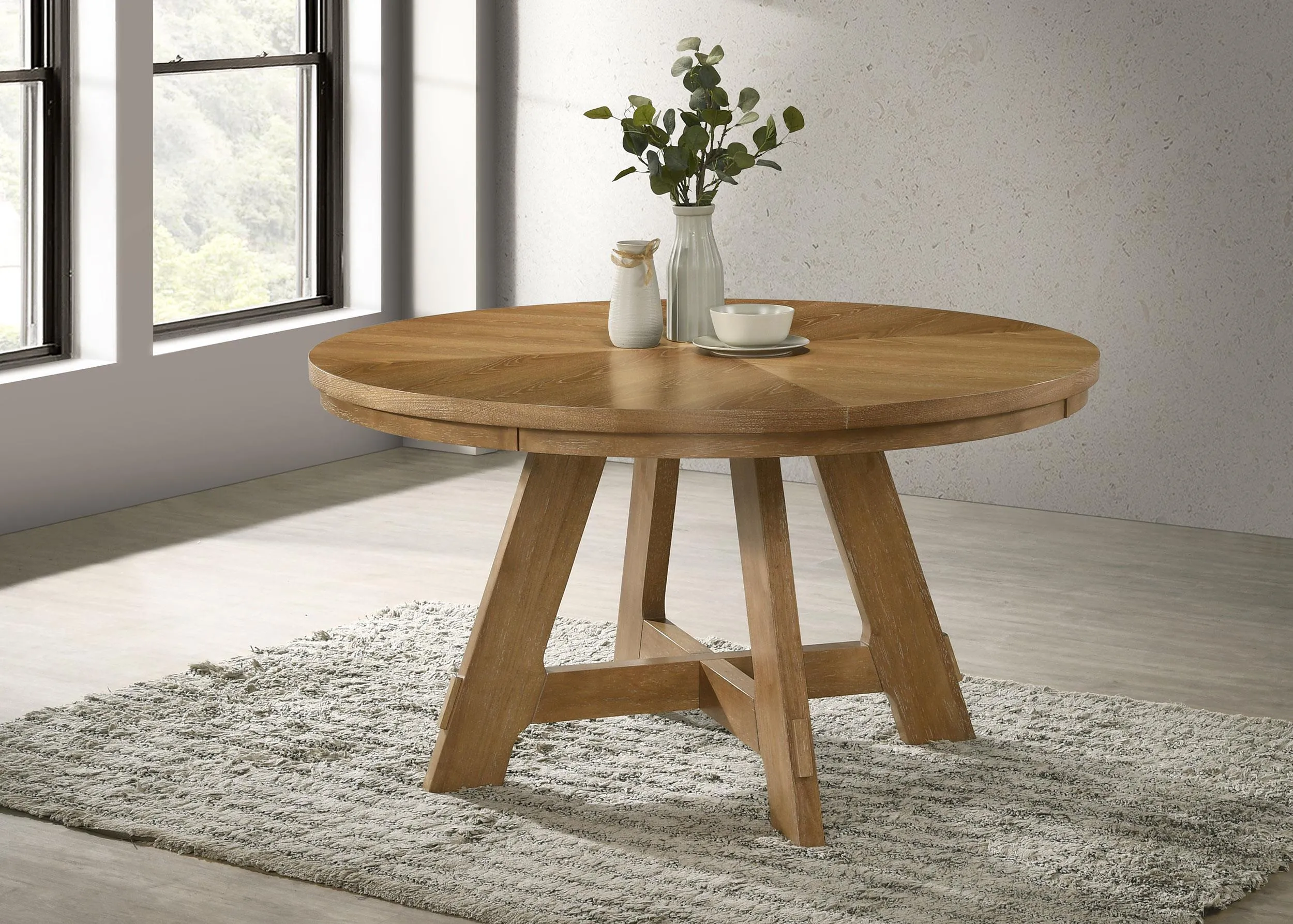Danvers Brown Oak Round 54-inch Wood Dining Table