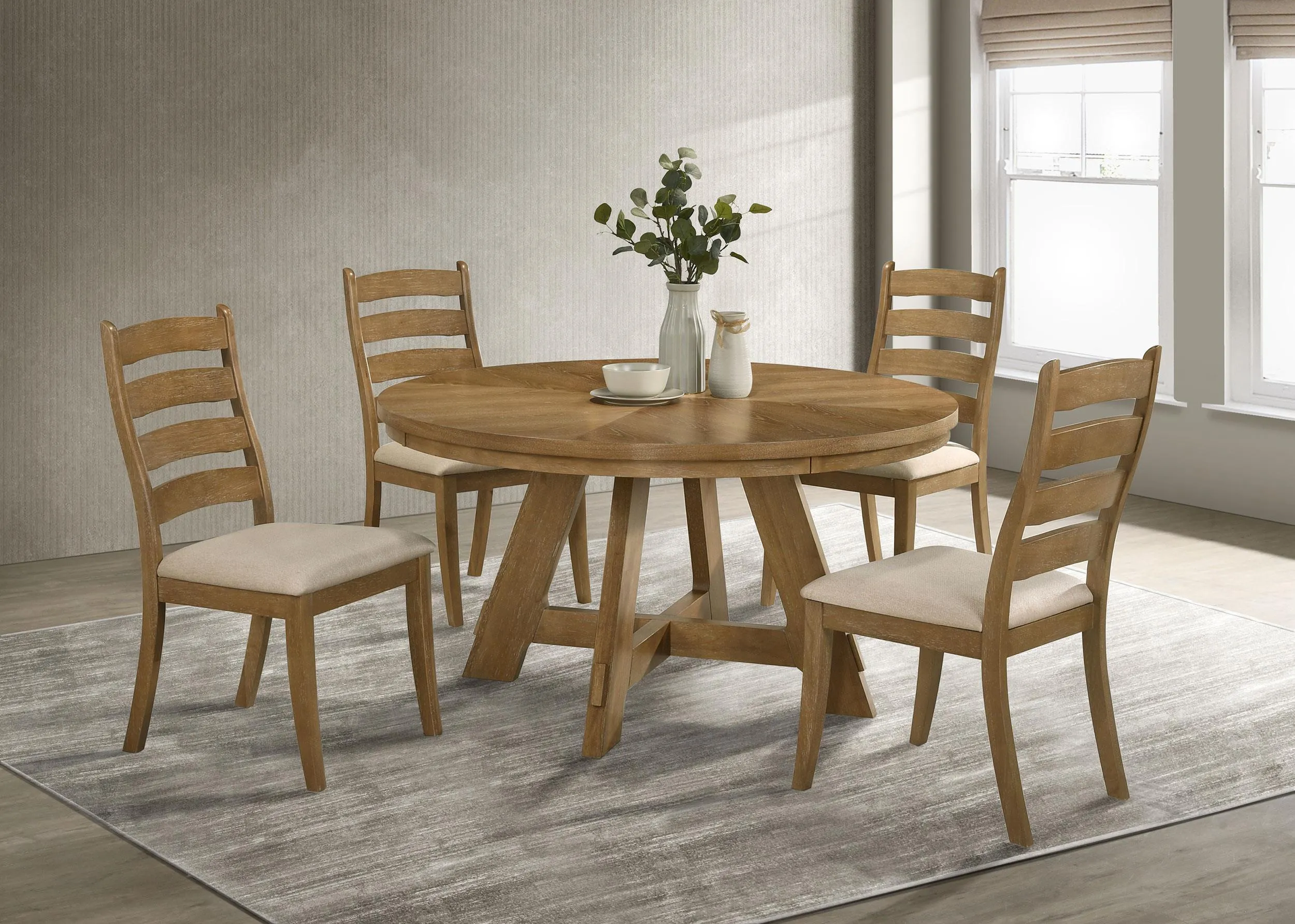 Danvers Brown Oak Round 54-inch Wood Dining Table - Image 7