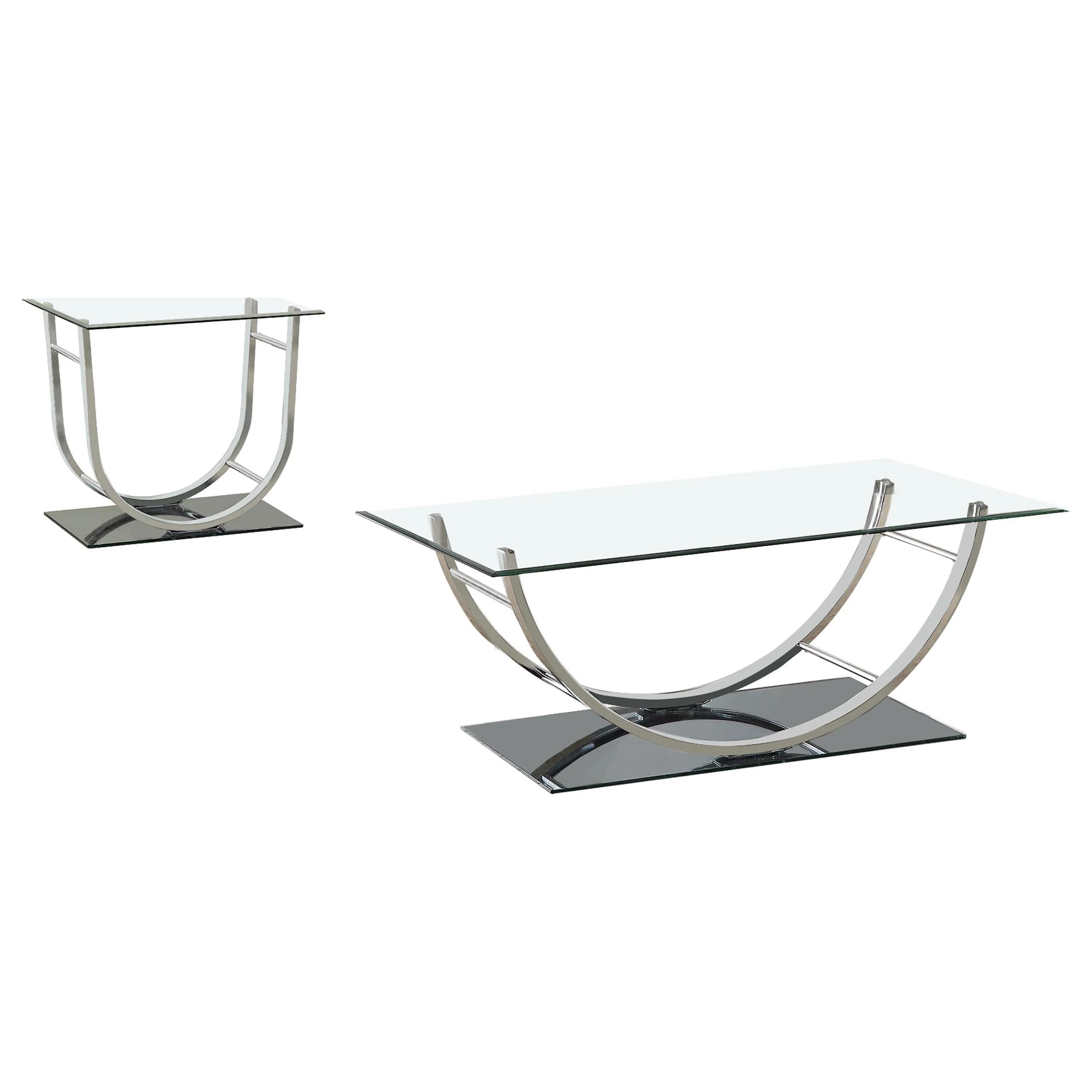 Danville Chrome 2-Piece Glass Top Coffee and End Table Set - Image 2
