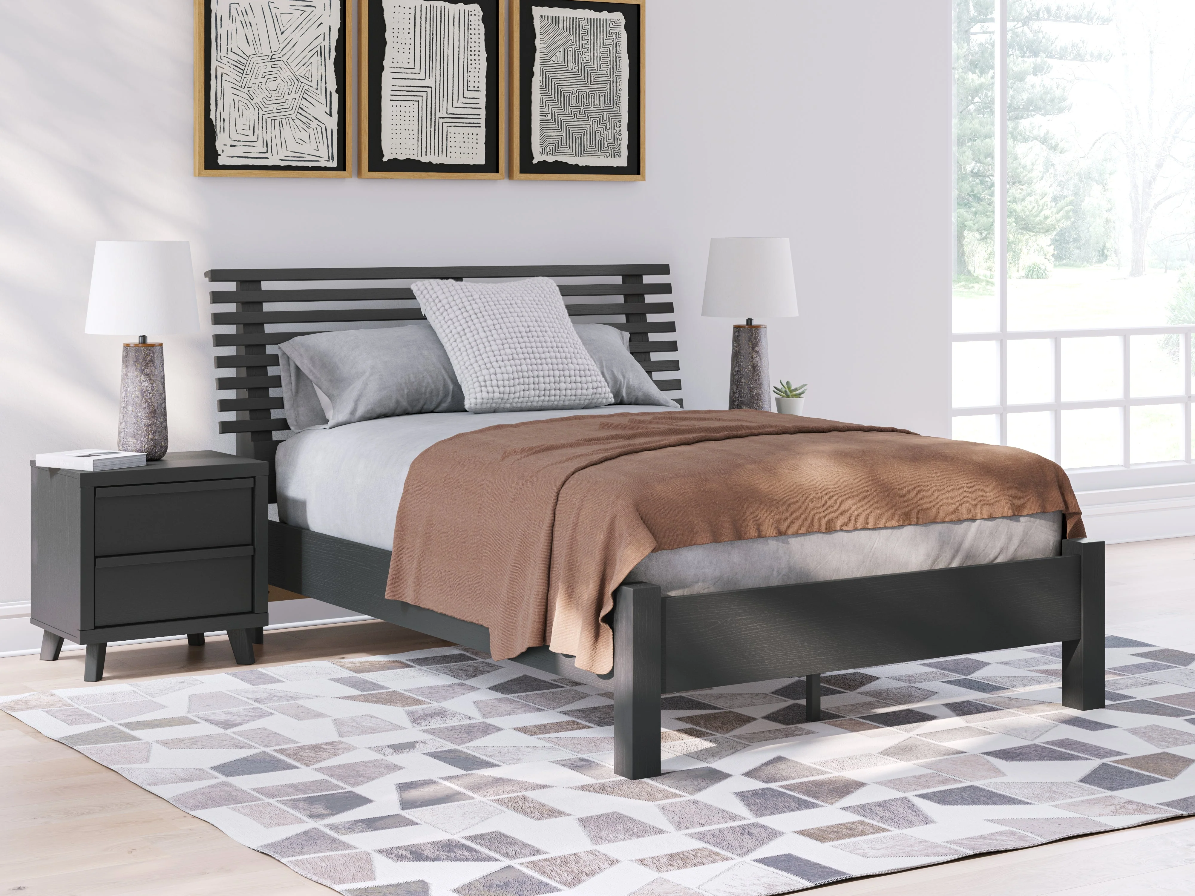 Danziar Black Full Slat Platform Bed - Image 2