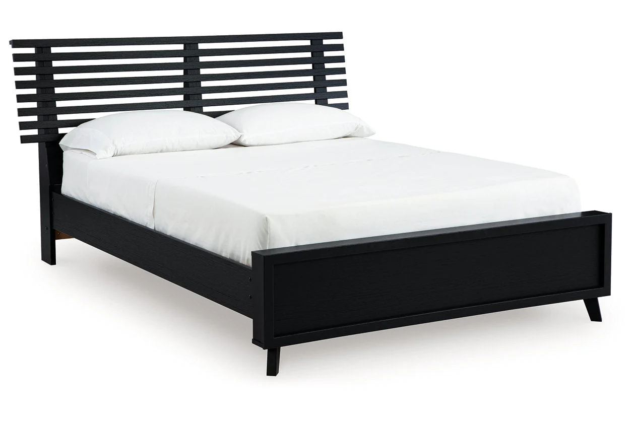 Danziar Black Queen Slat Framed Platform Bed