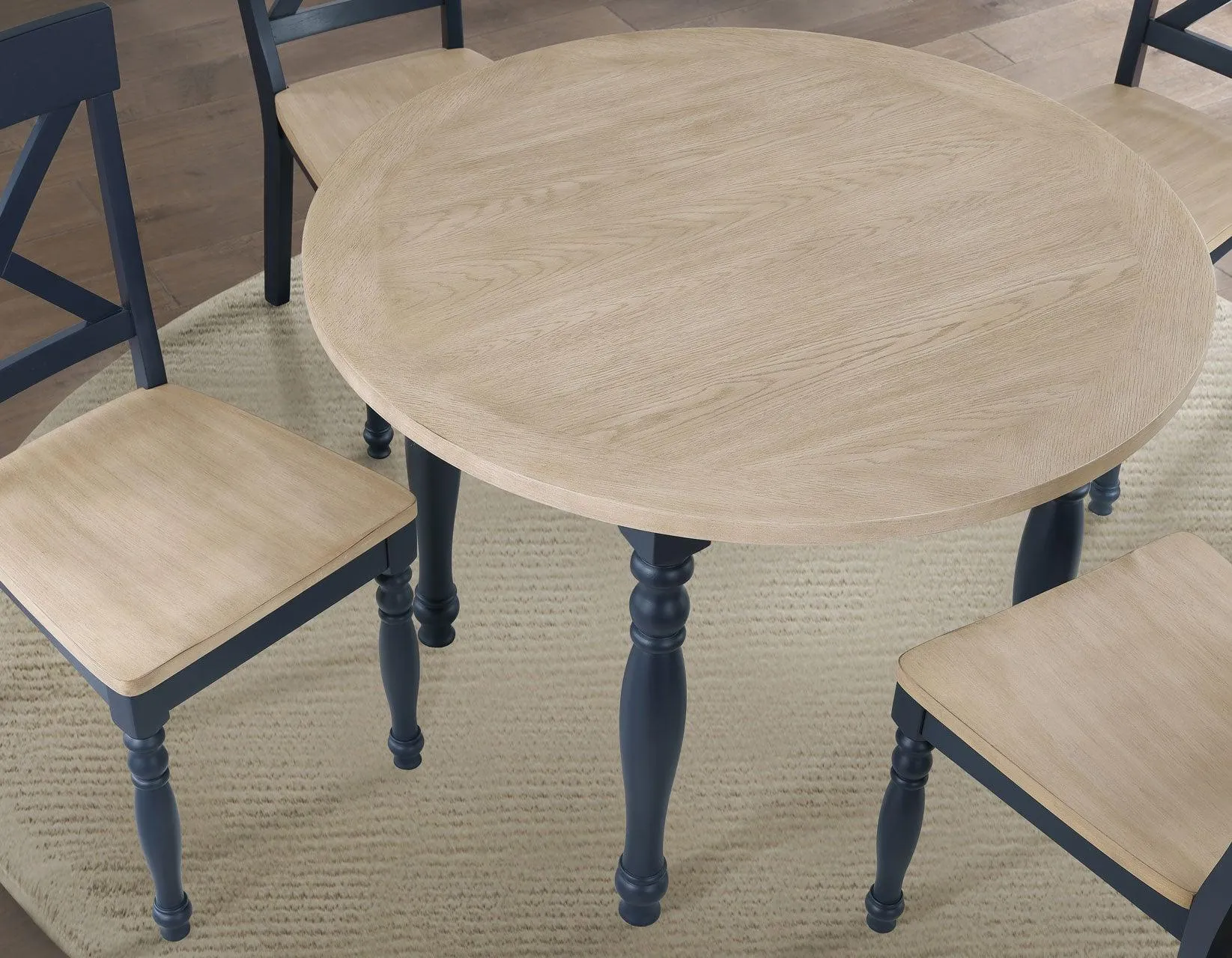 Darcy 42″ Round Dining Table, Midnight Blue and Natural Finish - Image 7