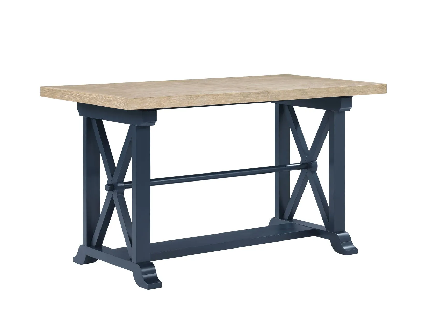 Darcy 64-82″Counter Table with 18-inch leaf, Midnight Blue and Natural Finish - Image 9