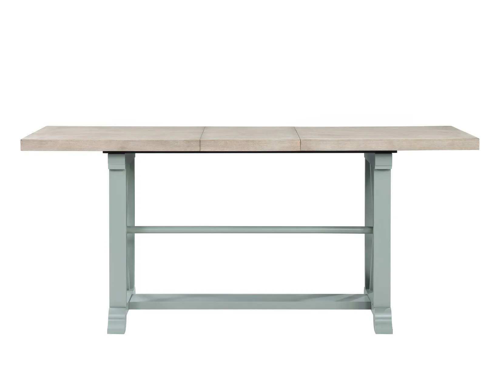Darcy 64-82″Counter Table with 18-inch leaf, Mint Green and Natural Finish - Image 7
