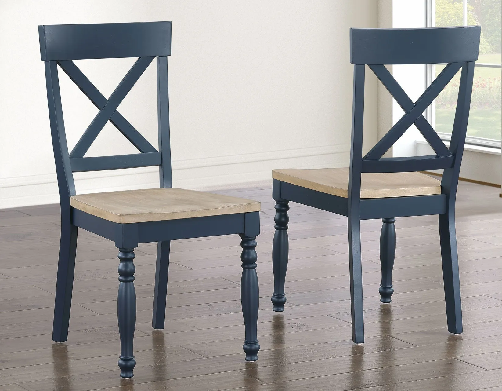 Darcy Midnight Blue/Natural Round Dining Room Set - Image 6