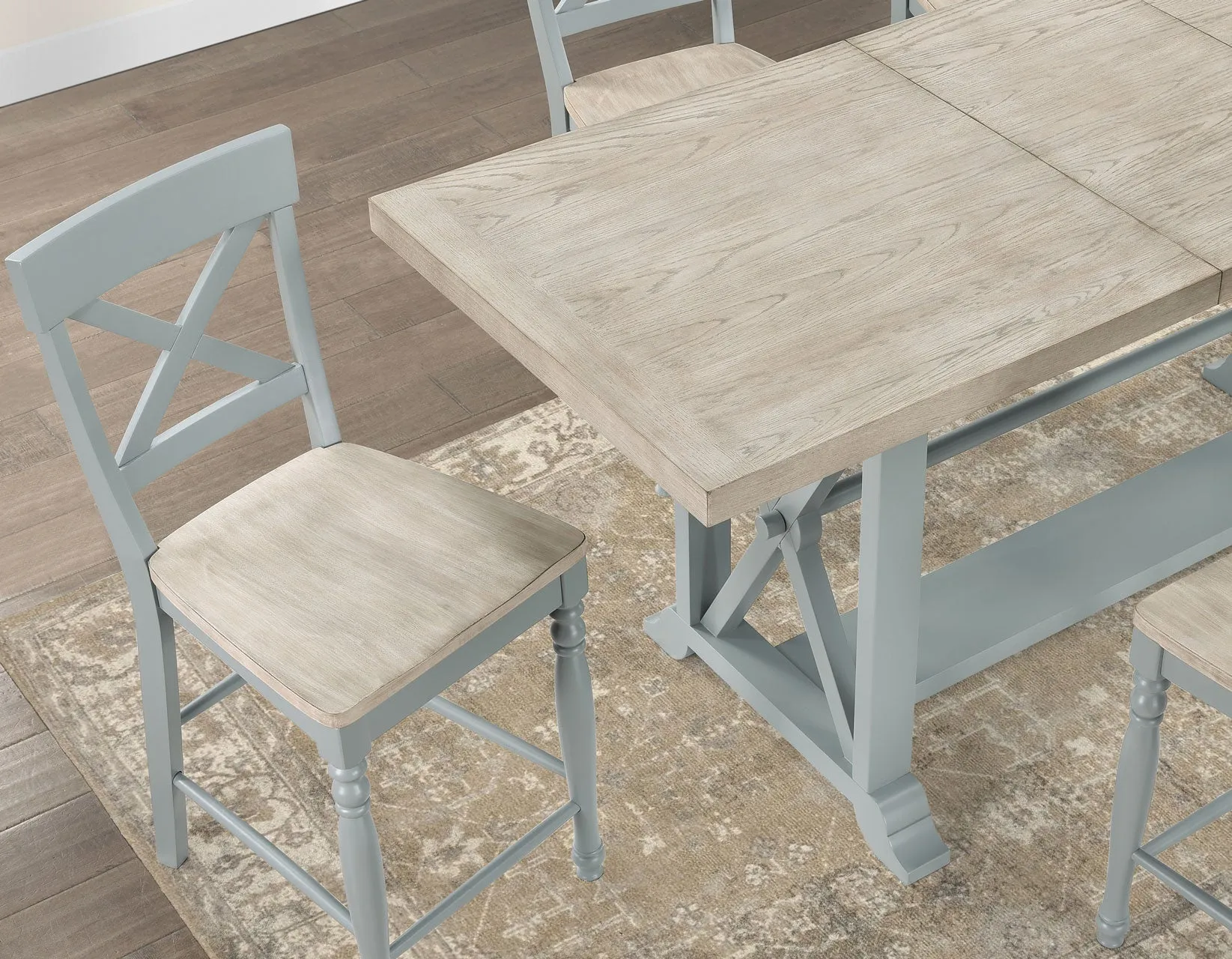 Darcy Mint Green/Natural Counter Height Dining Set with 18-inch Leaf - Image 19