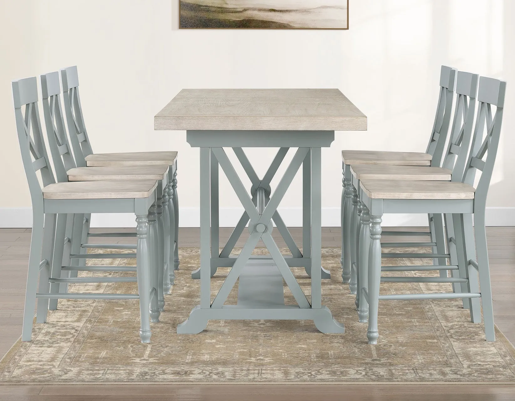 Darcy Solid Wood 24″ Counter Stool, Mint Green and Natural Finish - Image 9