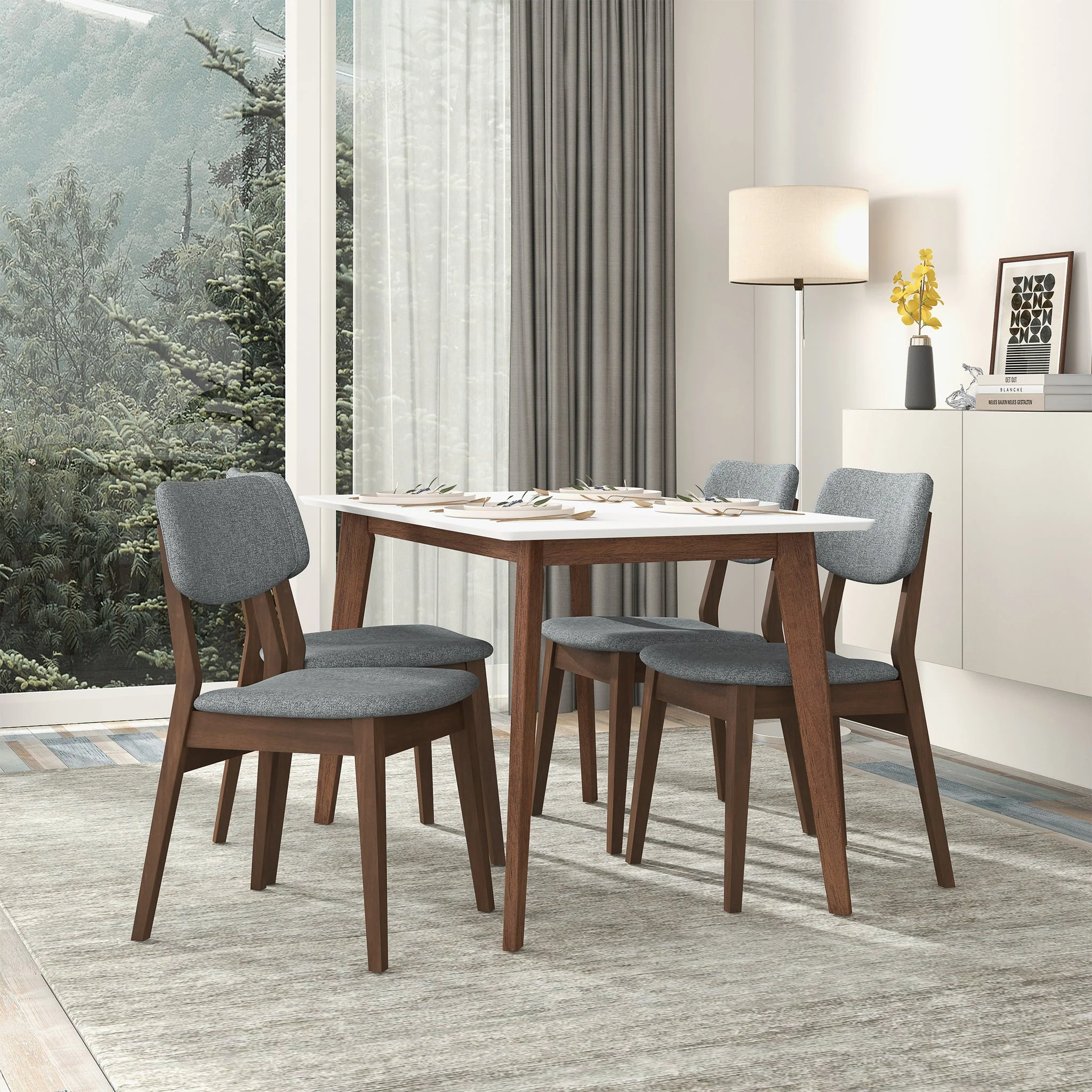 Dark Grey Fabric Solid Back Side Chair (Set Of 2) - Image 2