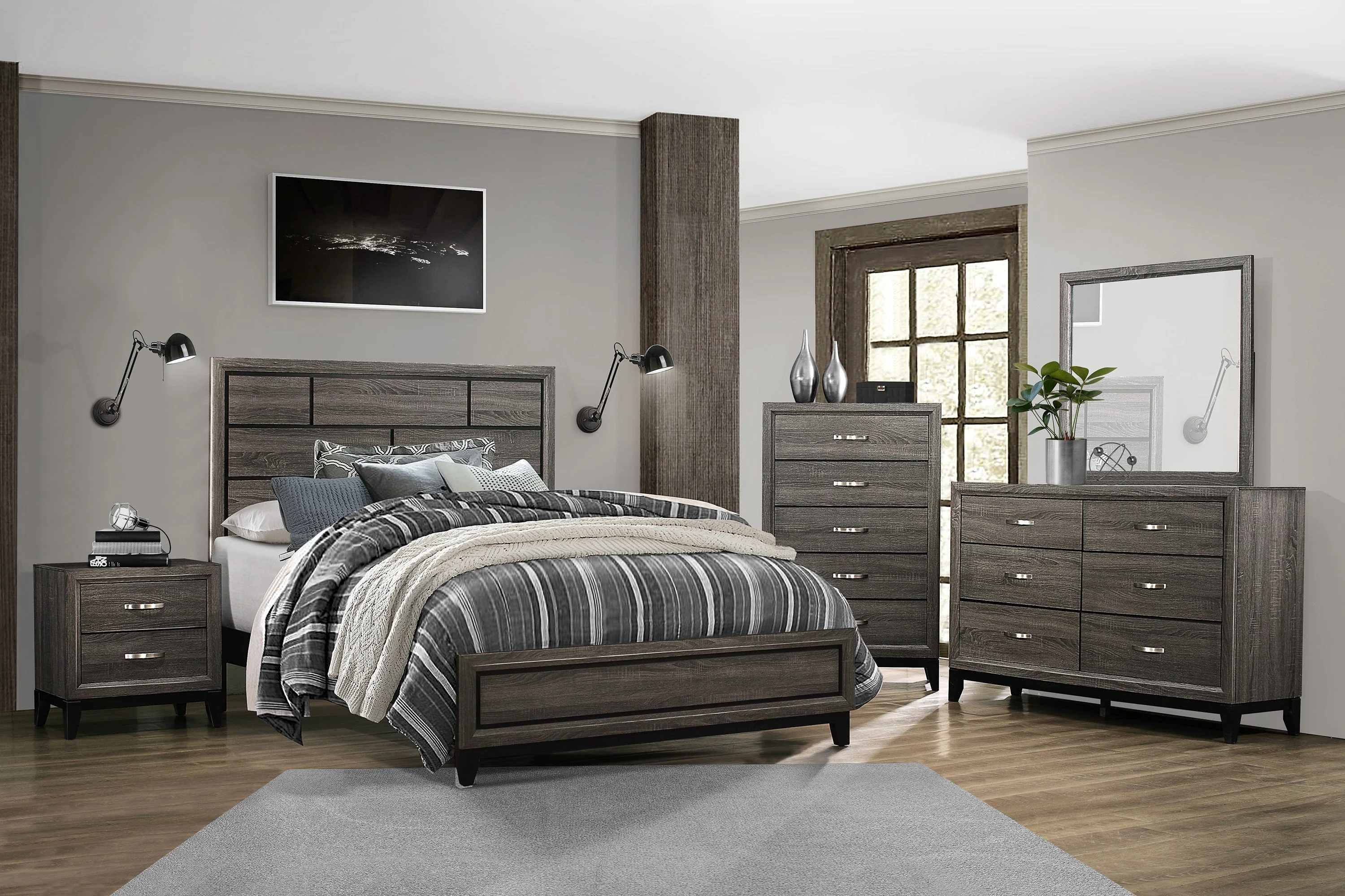 Davi Gray California King Panel Bed - Image 4