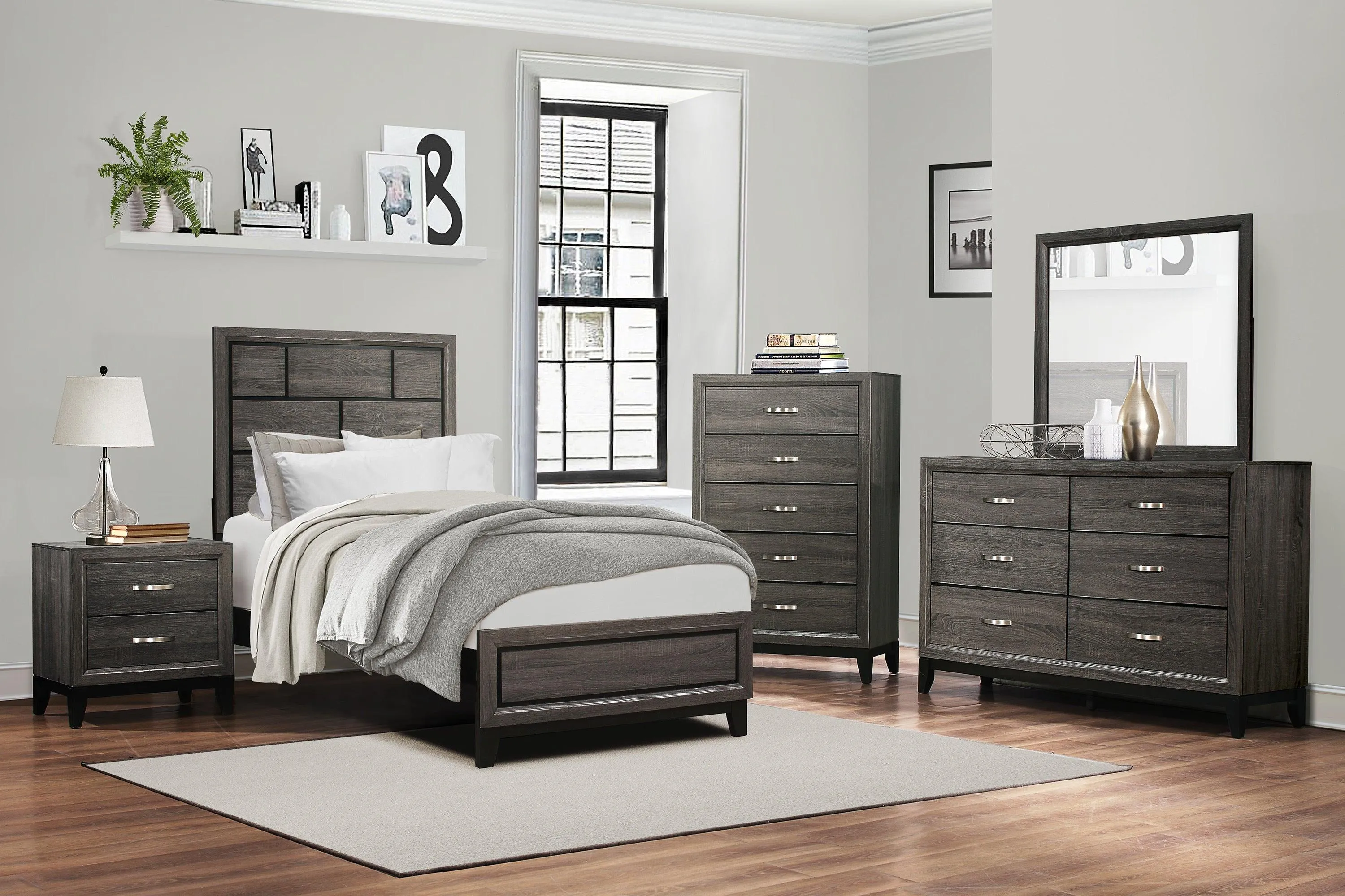 Davi Gray Twin Panel Bed - Image 2