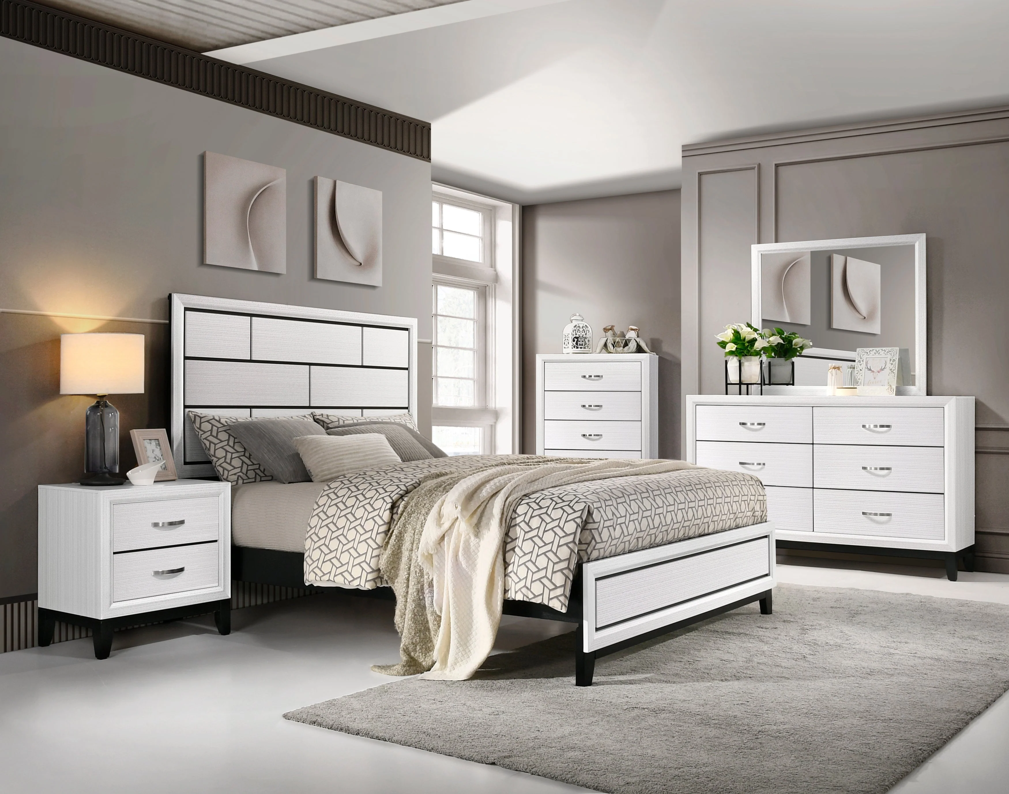 Davi White Full Panel Bed - Image 4