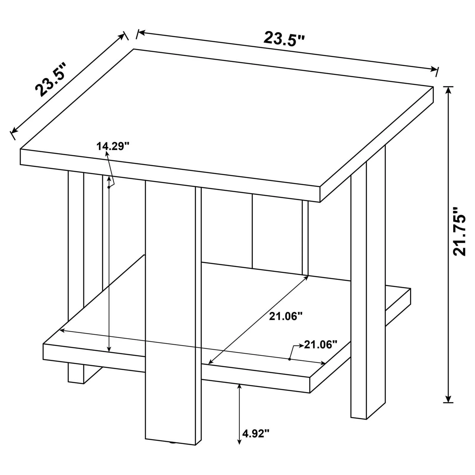 Dawn Mango Square Engineered Wood End Table With Shelf - Image 5