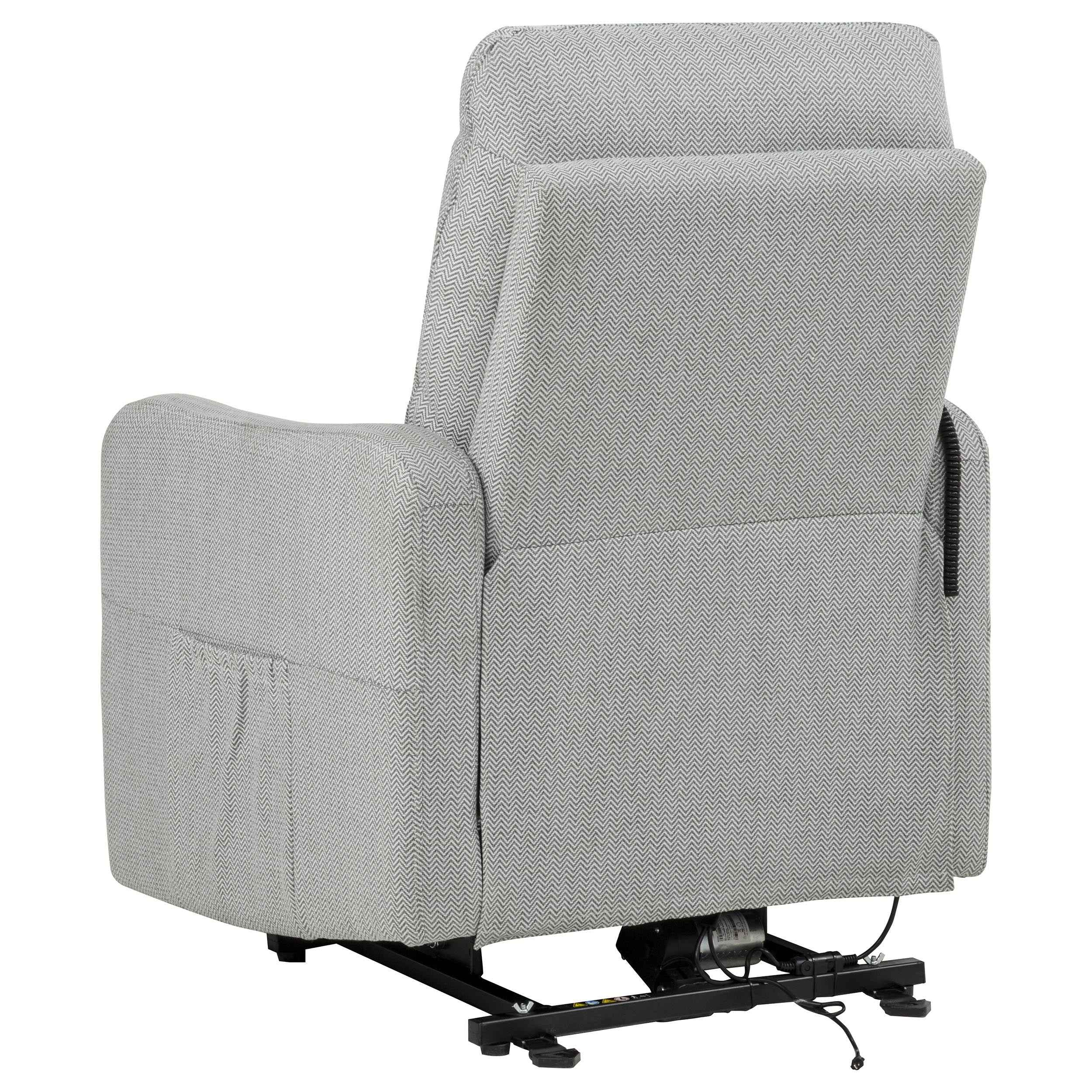 Dayes Light Grey Upholstered Power Lift Recliner Chair - Image 10