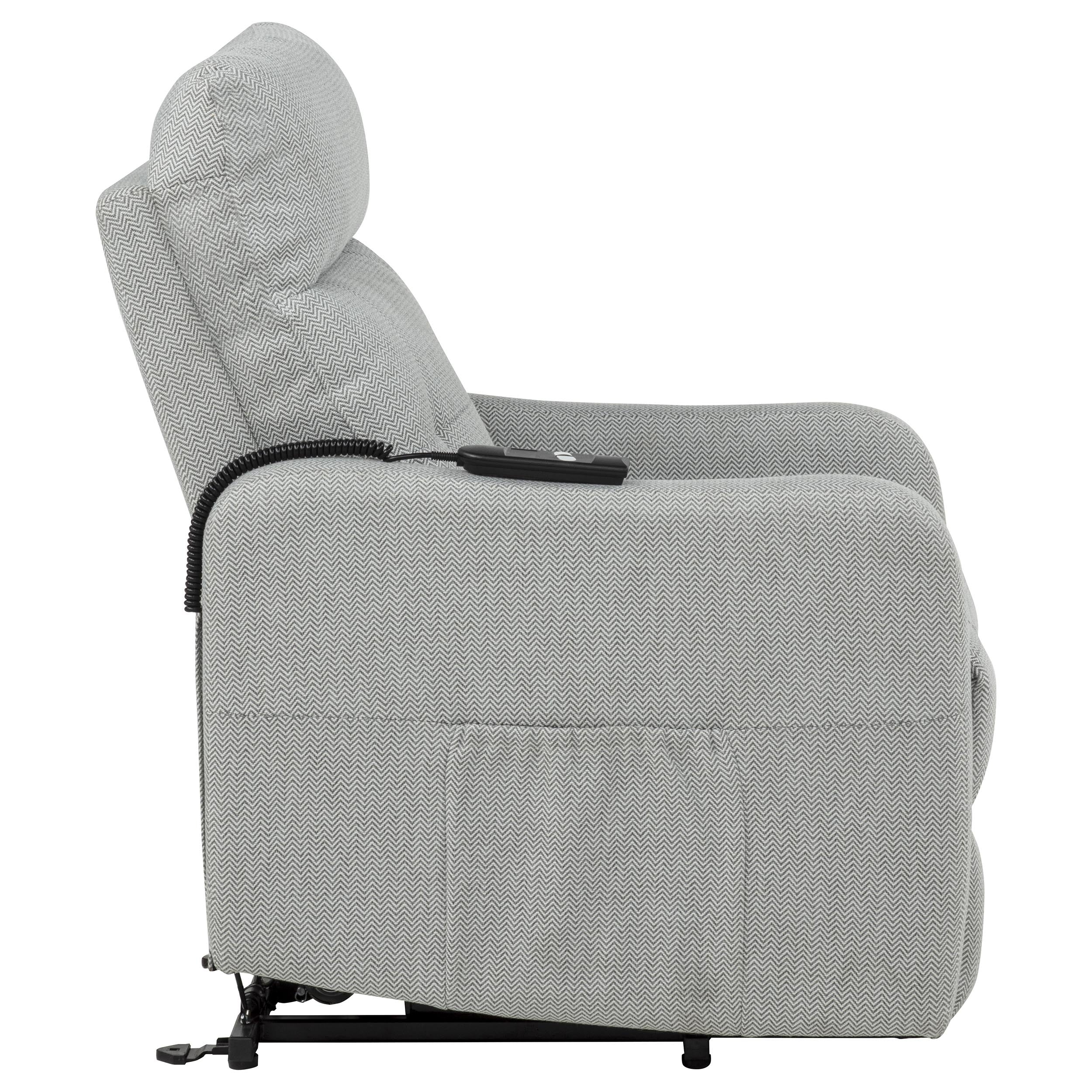 Dayes Light Grey Upholstered Power Lift Recliner Chair - Image 11