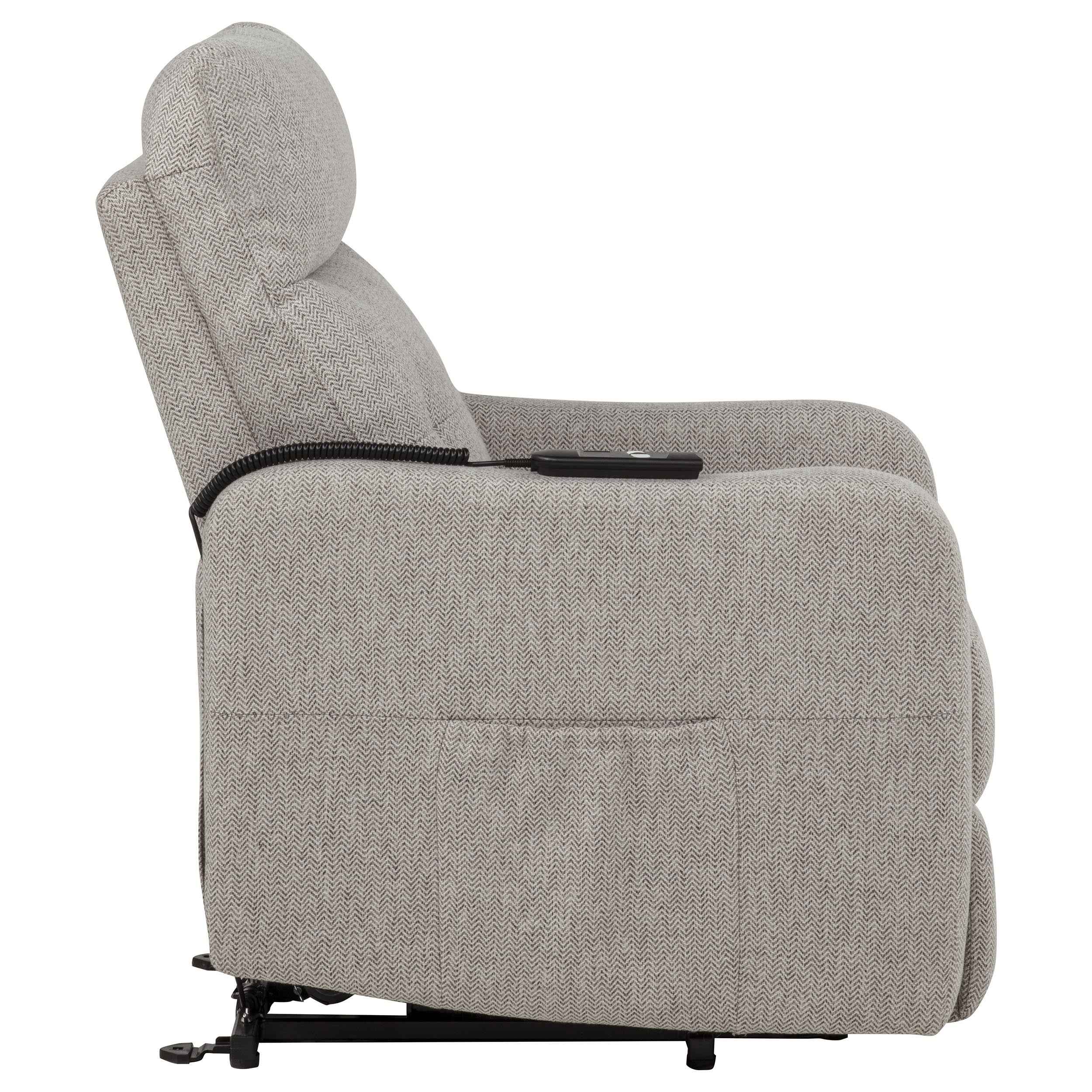 Dayes Taupe Upholstered Power Lift Recliner Chair - Image 11