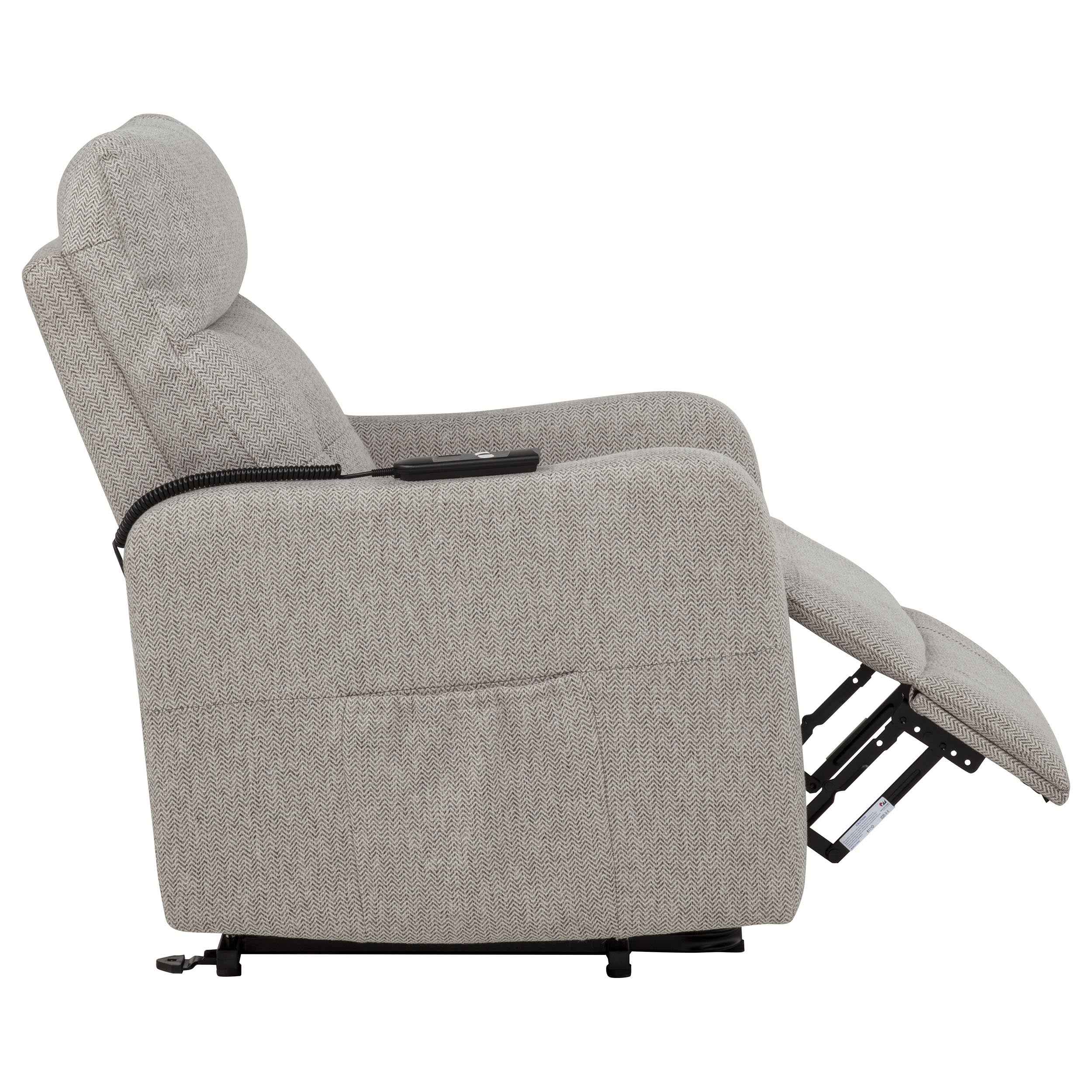 Dayes Taupe Upholstered Power Lift Recliner Chair - Image 12