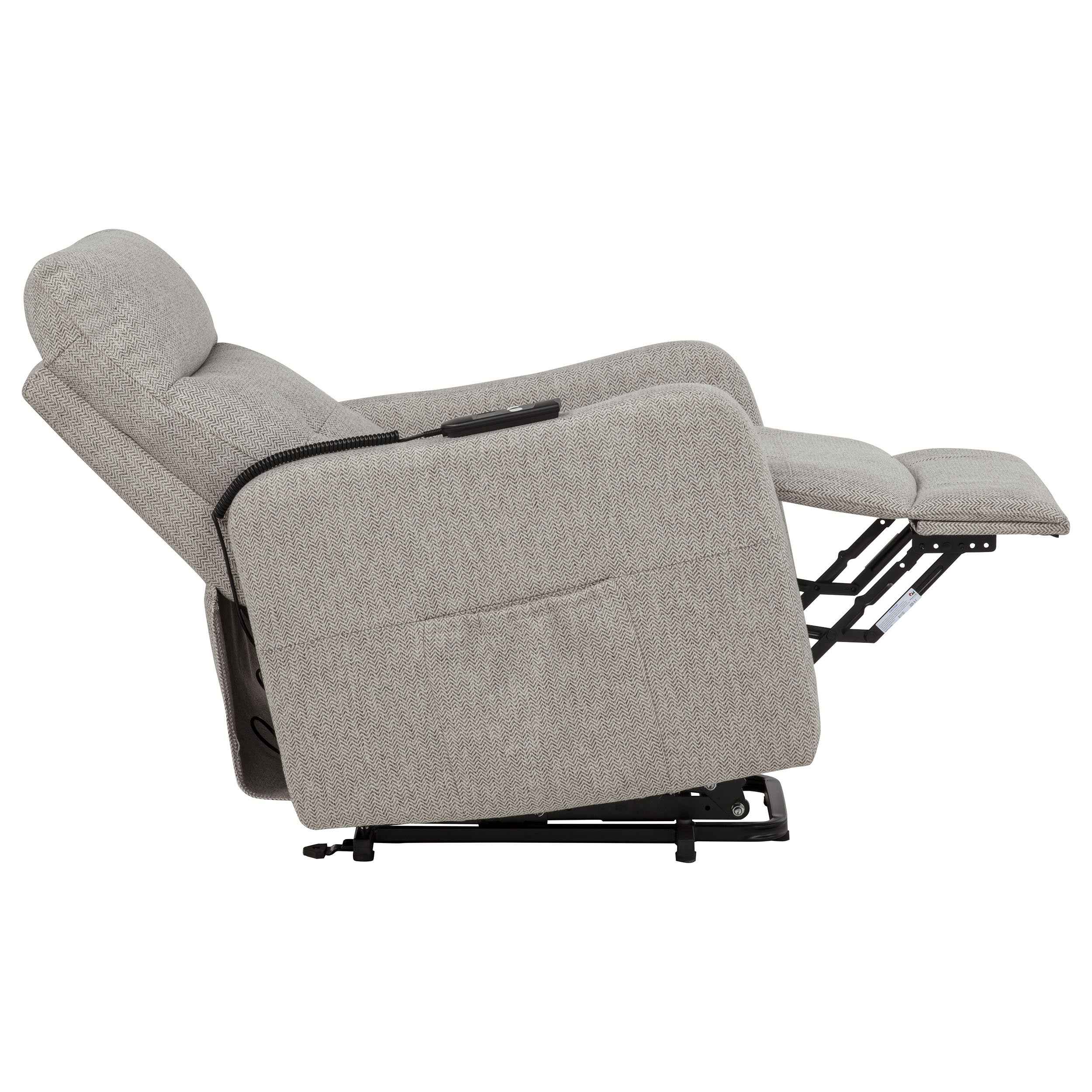 Dayes Taupe Upholstered Power Lift Recliner Chair - Image 13
