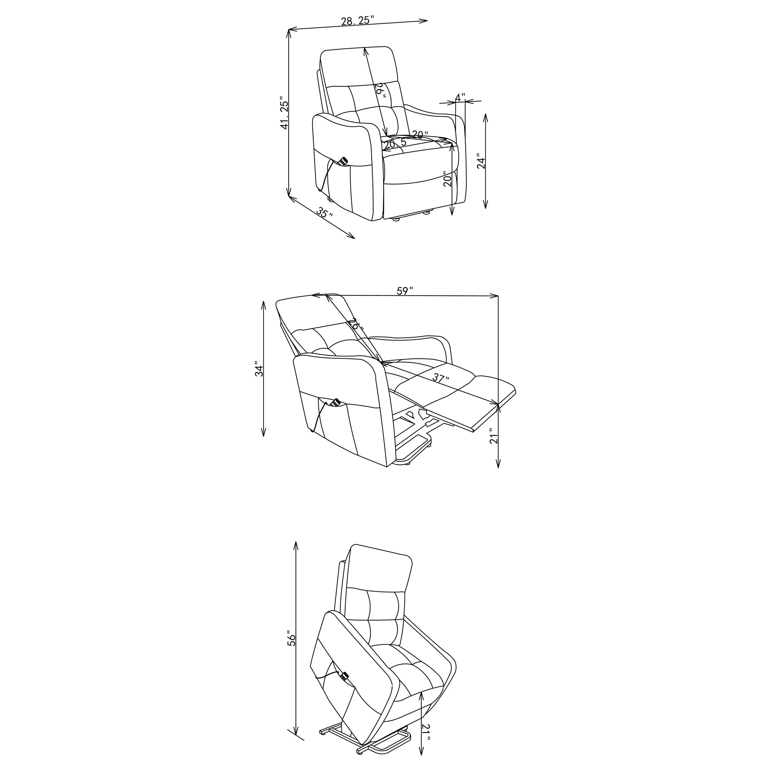 Dayes Taupe Upholstered Power Lift Recliner Chair - Image 18