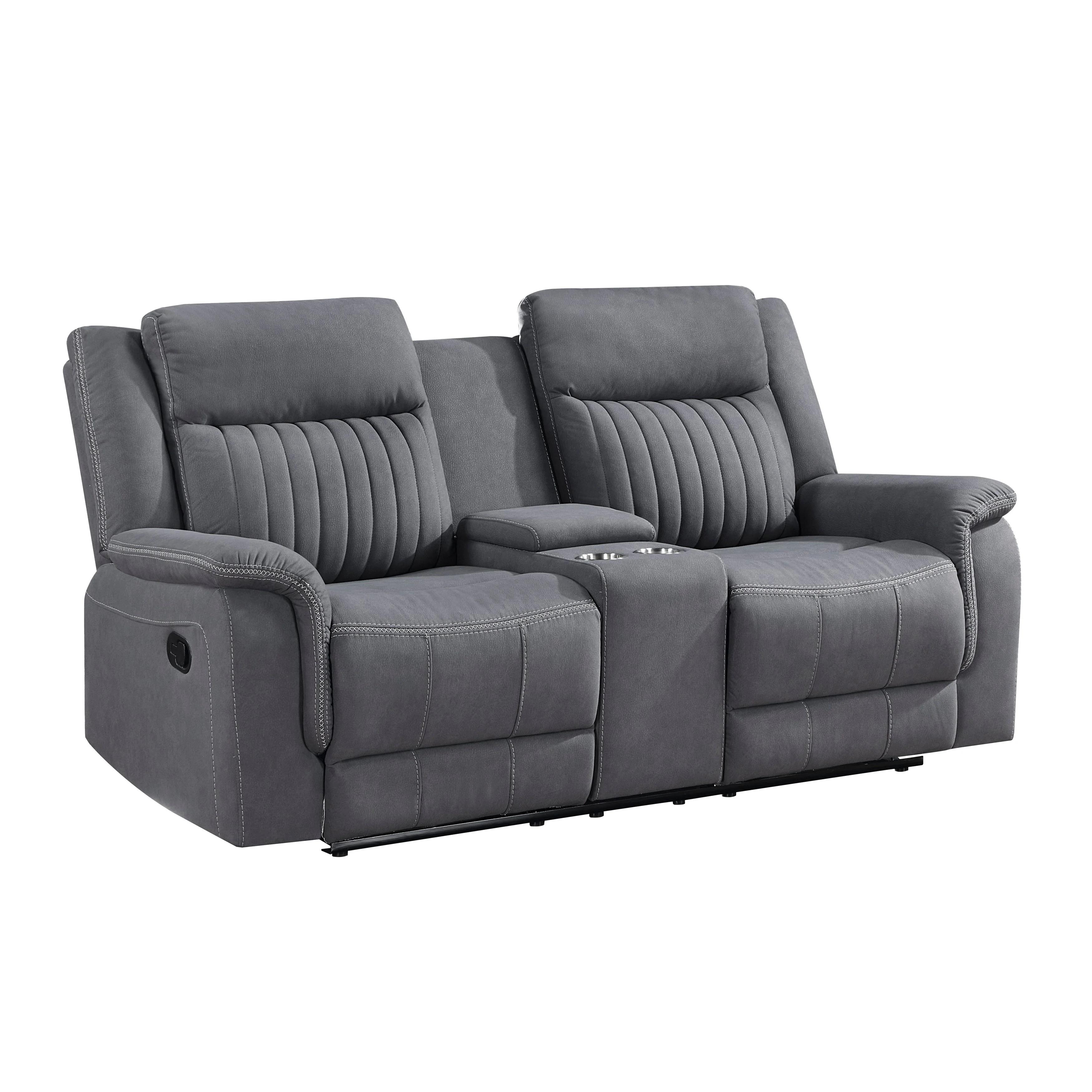 Dean Gray Double Reclining Loveseat with Center Console - Image 3
