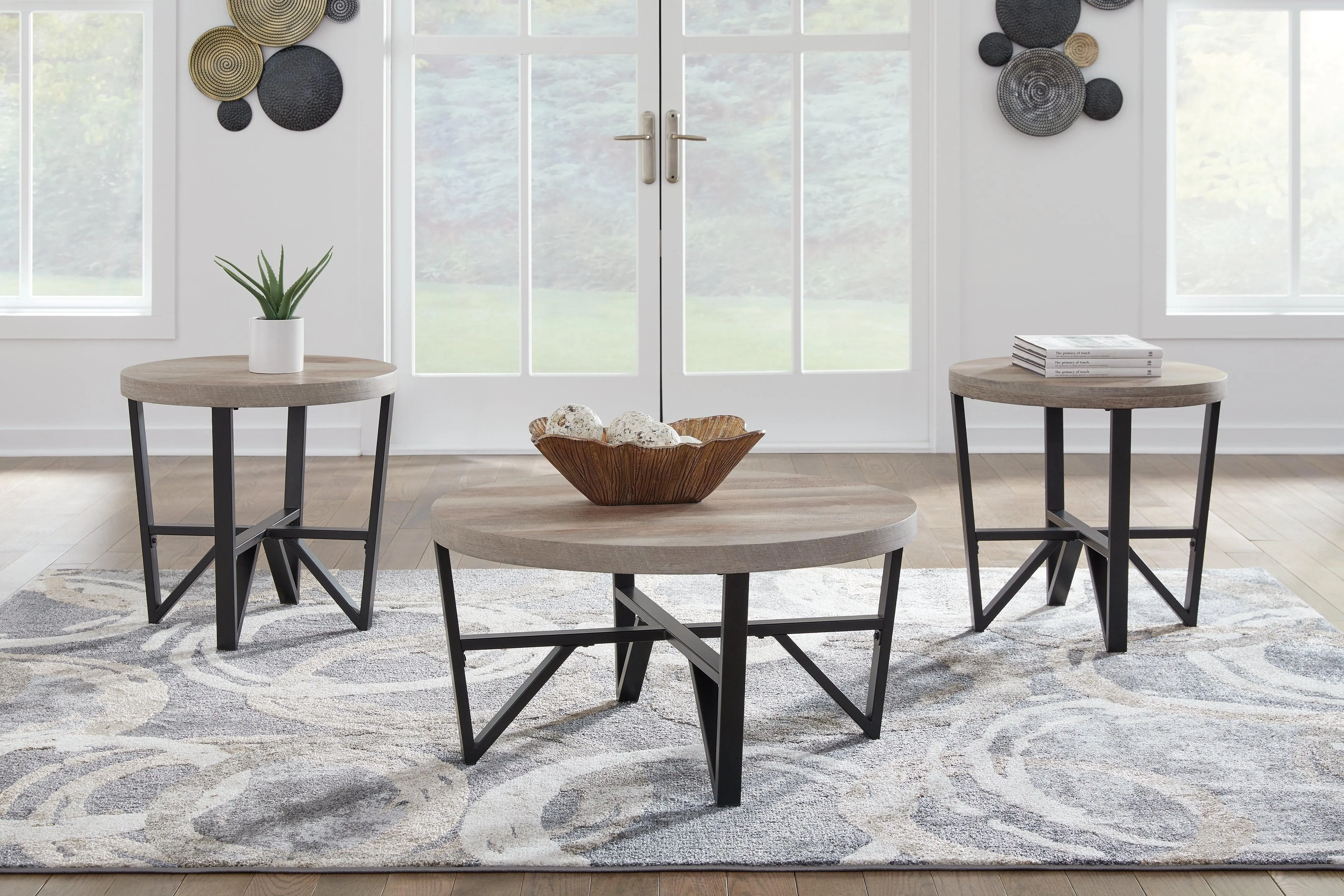 Deanlee Grayish Brown/Black Table