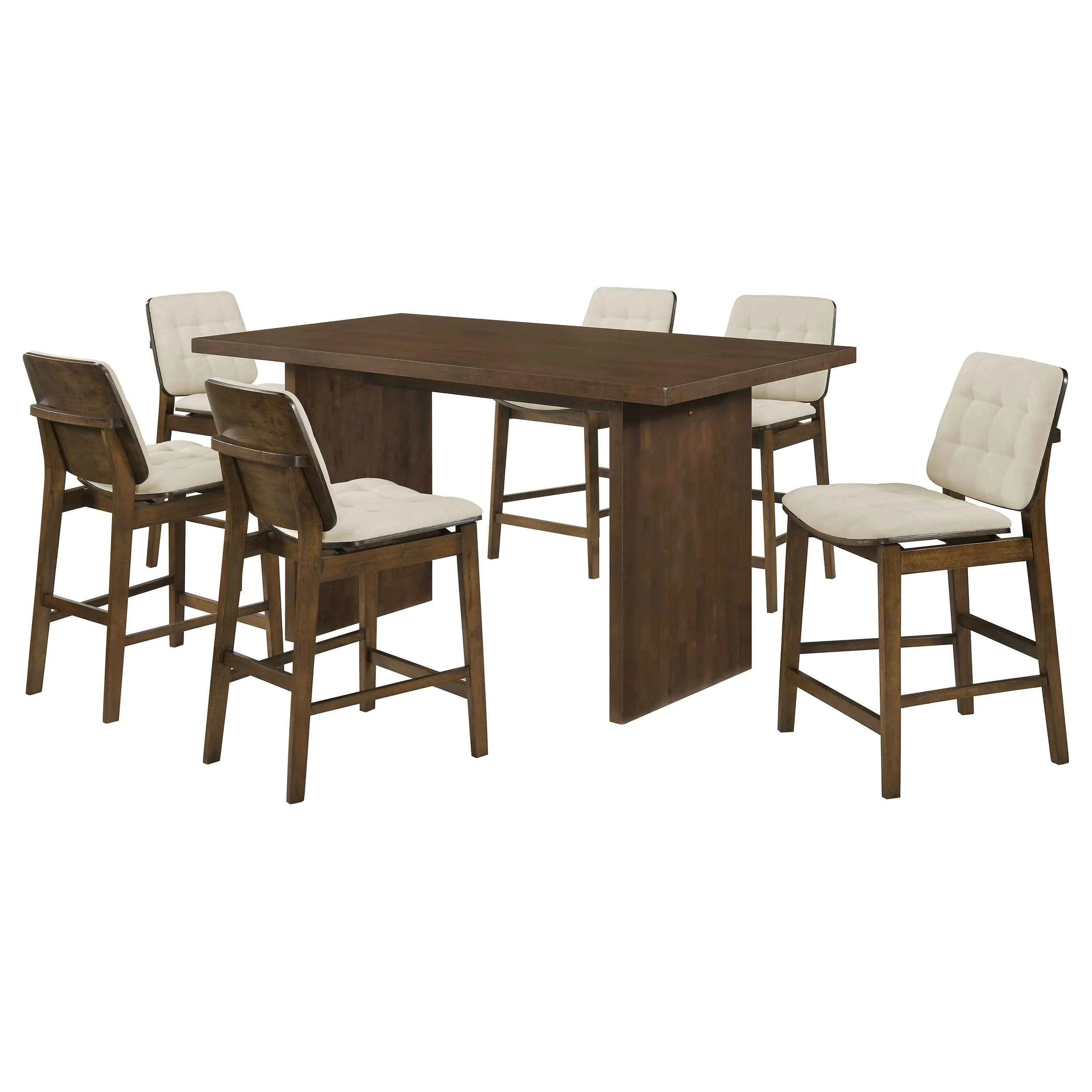 Decker Cream/Walnut 7-piece 70-inch Rectangular Counter Height Dining Set