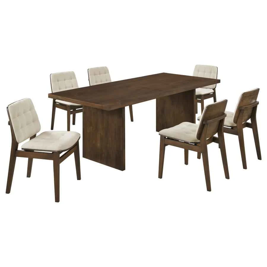 Decker Cream/Walnut 7-piece 82-inch Rectangular Dining Set