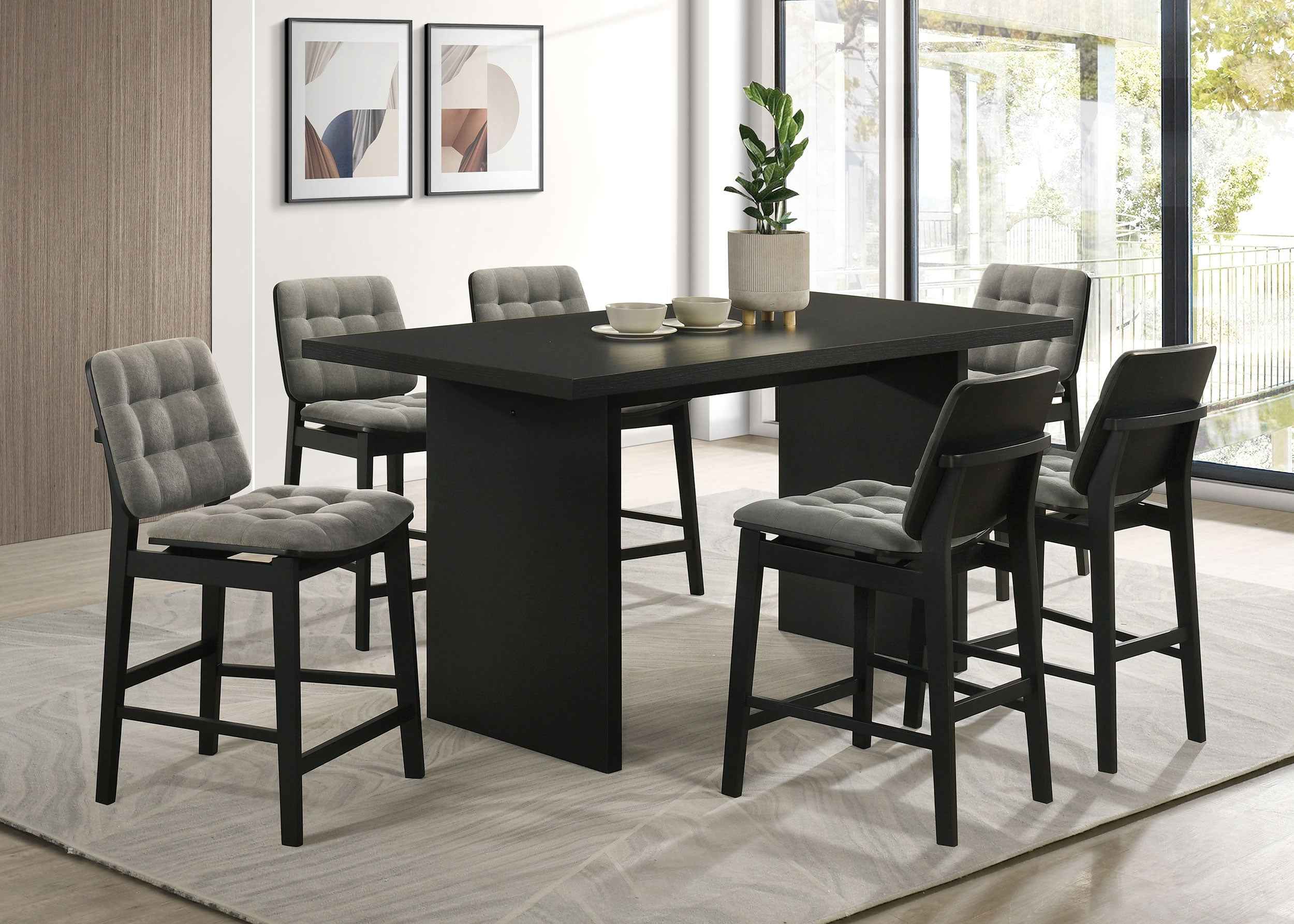 Decker Grey/Black 7-piece 70-inch Rectangular Counter Height Dining Set