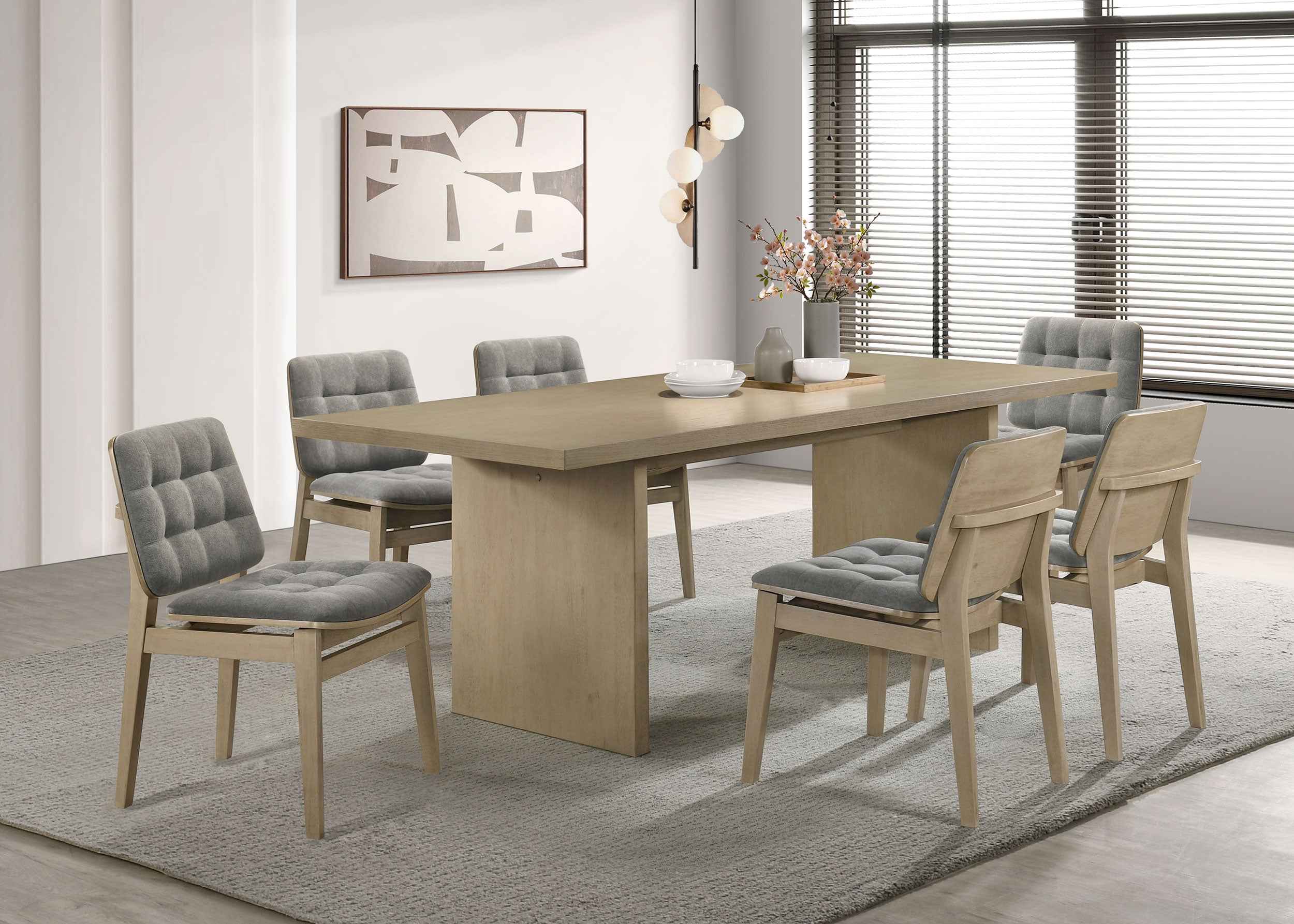 Decker Grey/Natural Oak 7-piece 82-inch Rectangular Dining Set