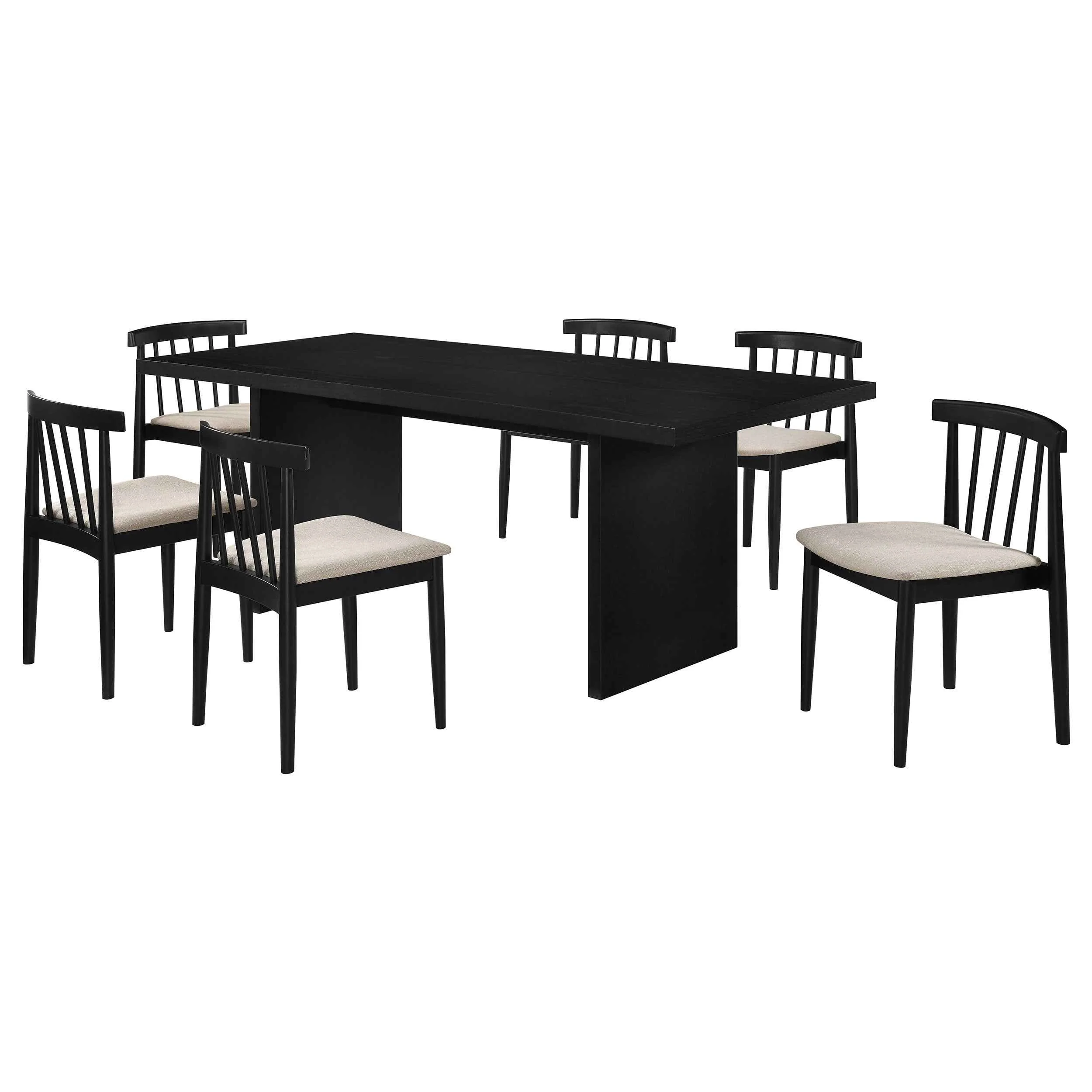 Decker Wheat/Black 7-piece 82-inch Rectangular Dining Set