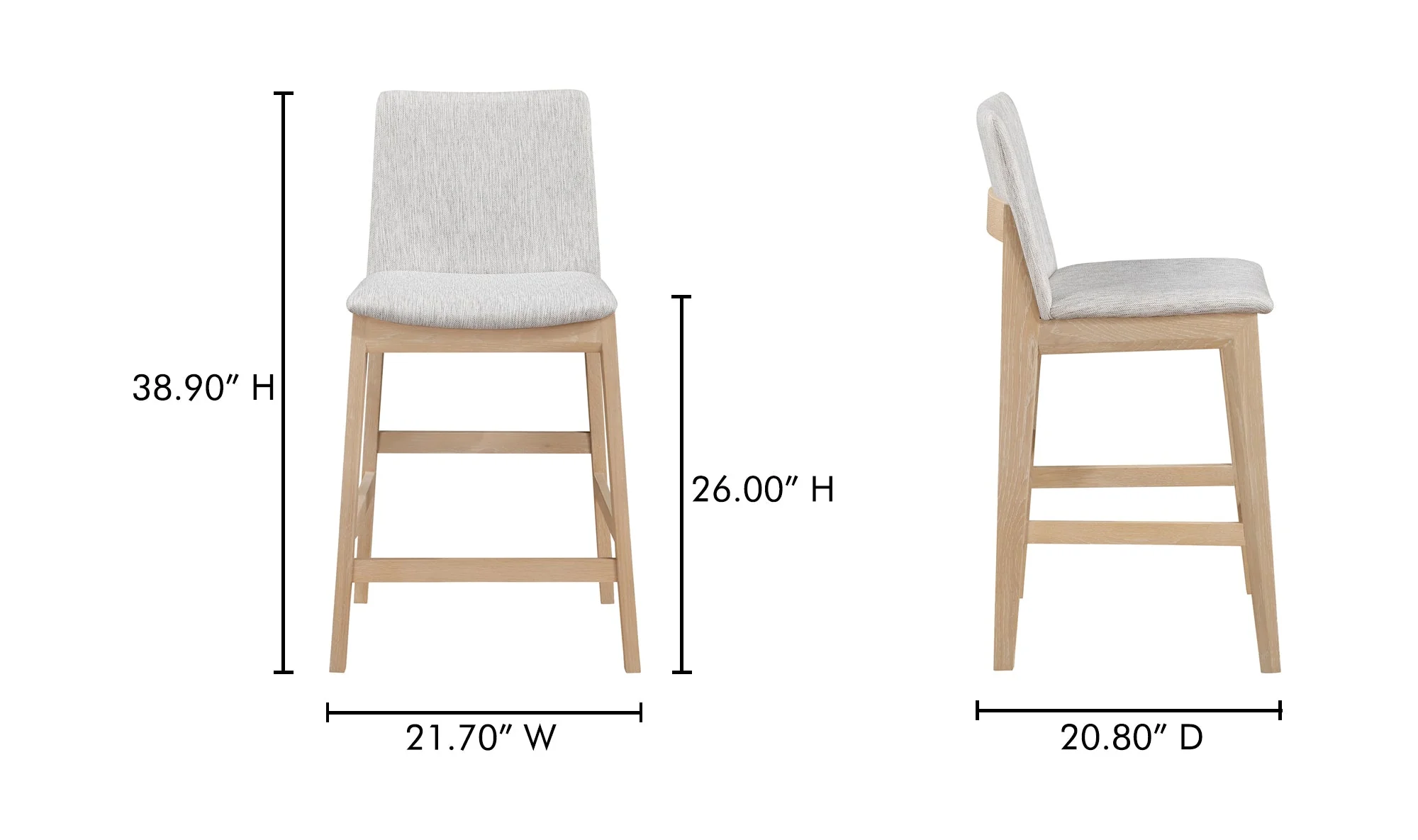 Deco Oak Counter Stool Light Grey - Image 8