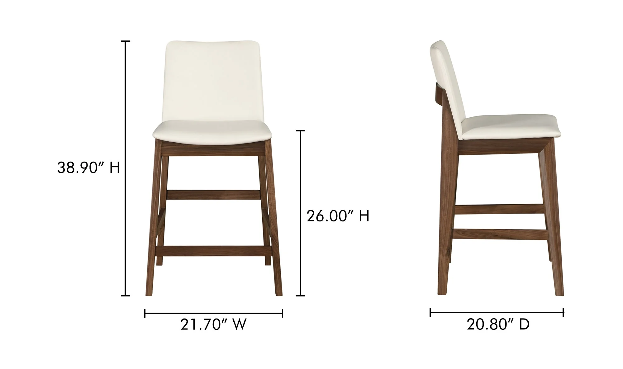 Deco Walnut Counter Stool White PVC - Image 8