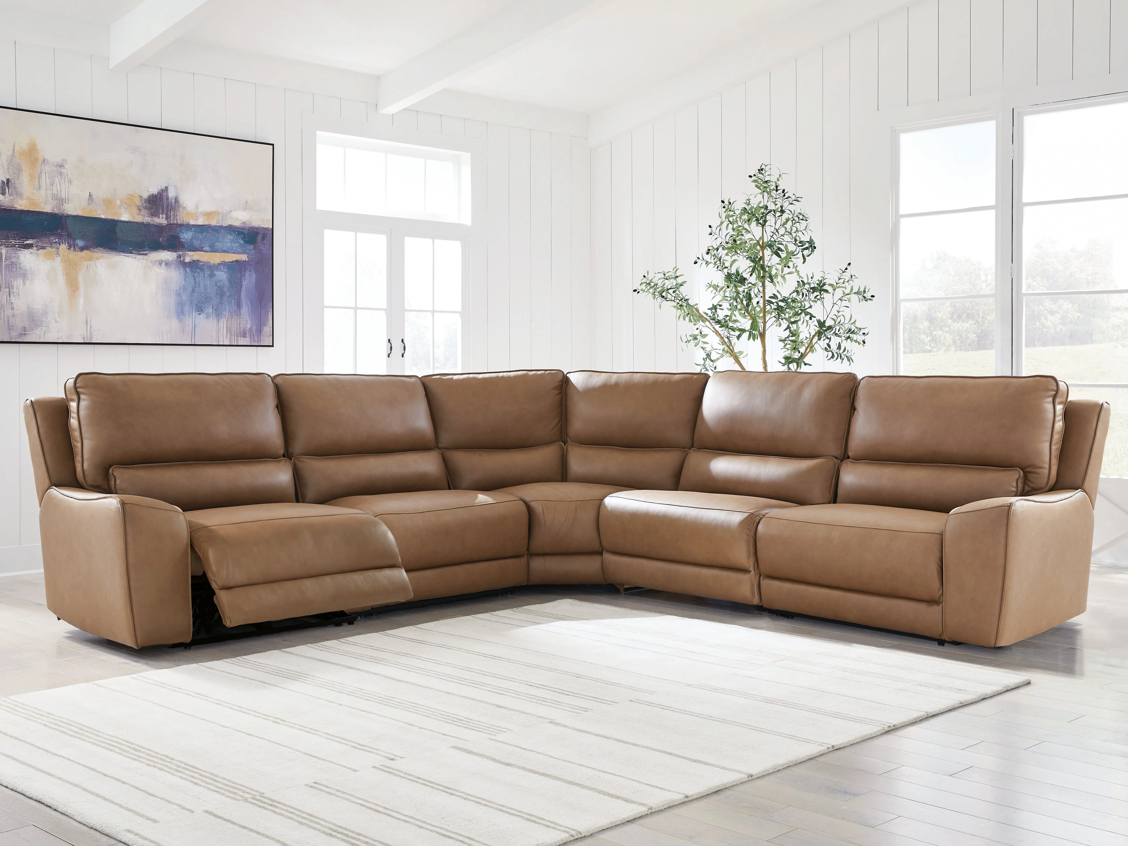 Deepwakes Caramel 5-Piece Power Reclining Sectional - Image 2