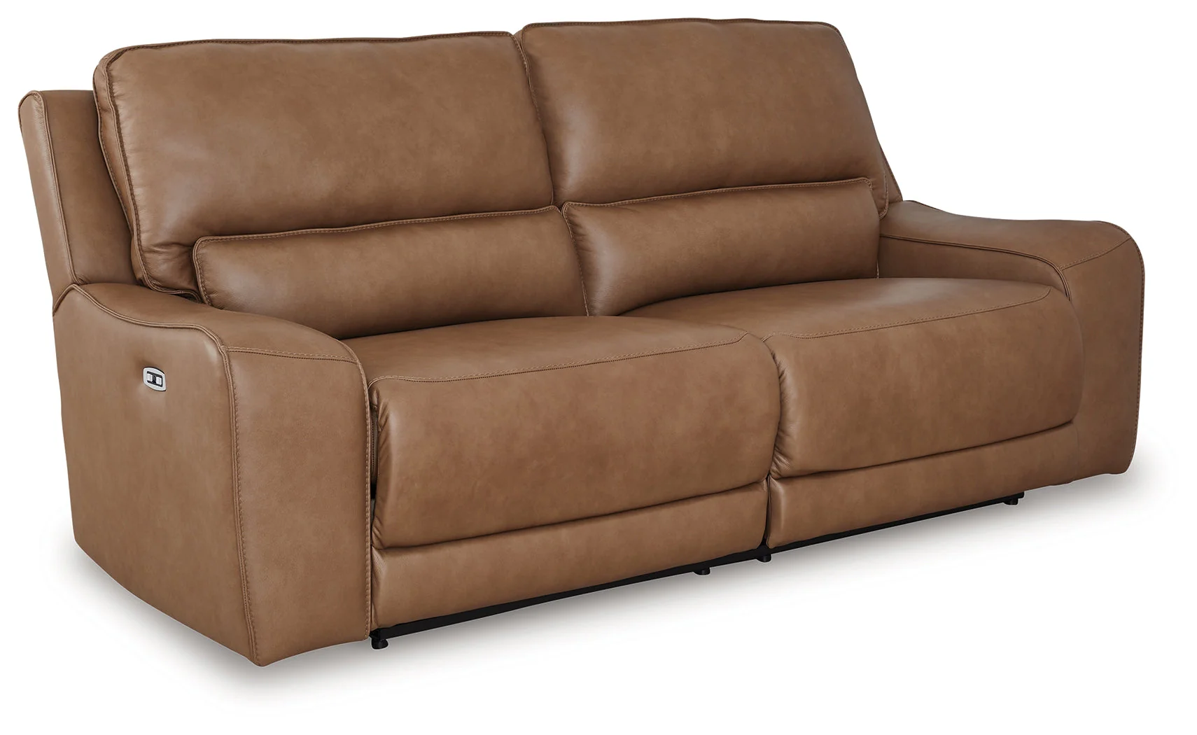 DeepWakes Caramel Dual Power Leather Reclining Sofa - Image 2