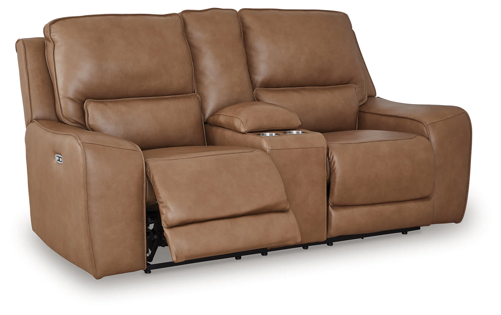 Deepwakes Caramel Power Reclining Loveseat with Console - Image 3