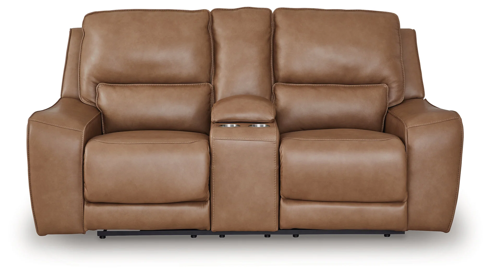 Deepwakes Caramel Power Reclining Loveseat with Console - Image 4