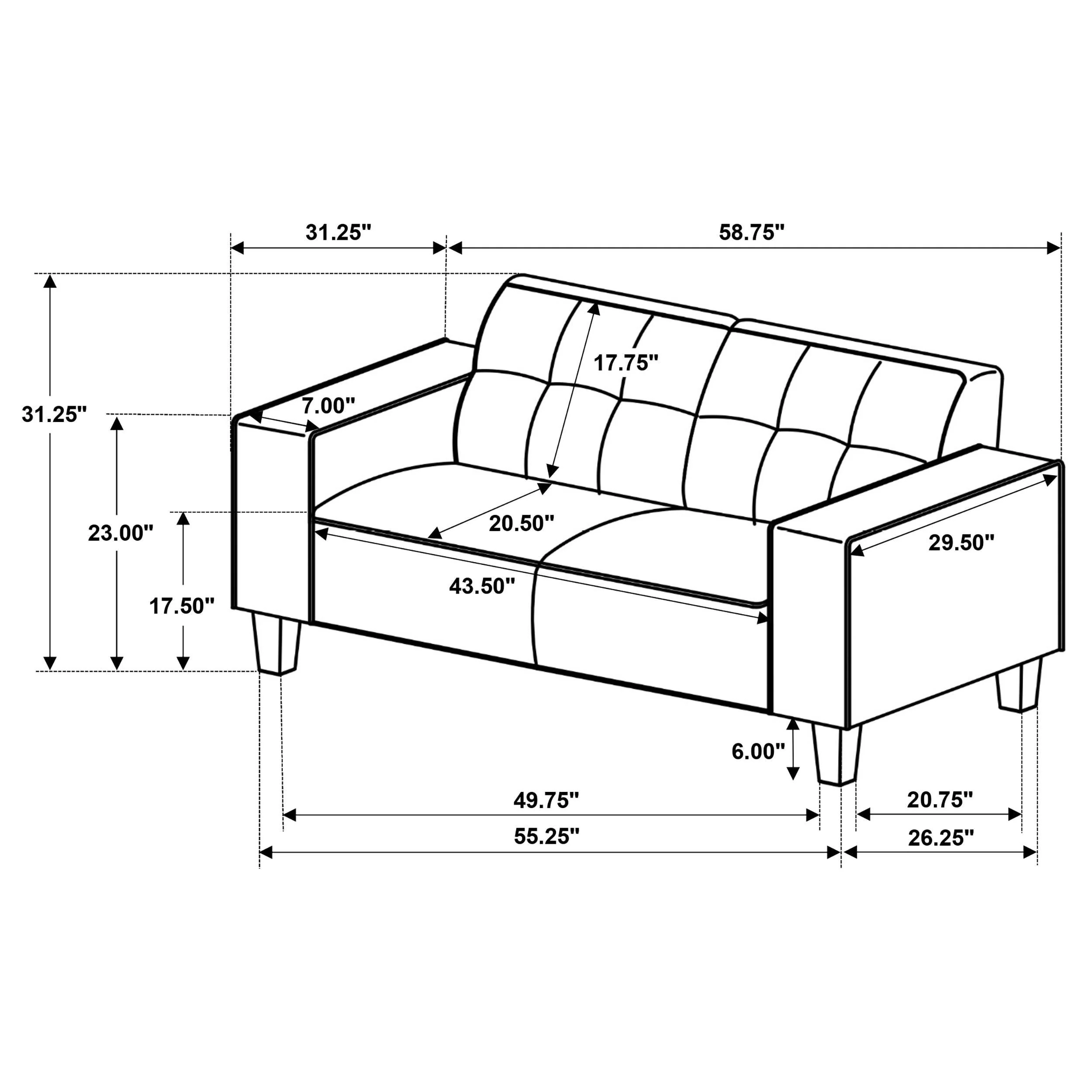 Deerhurst Beige Upholstered Tufted Track Arm Loveseat - Image 13