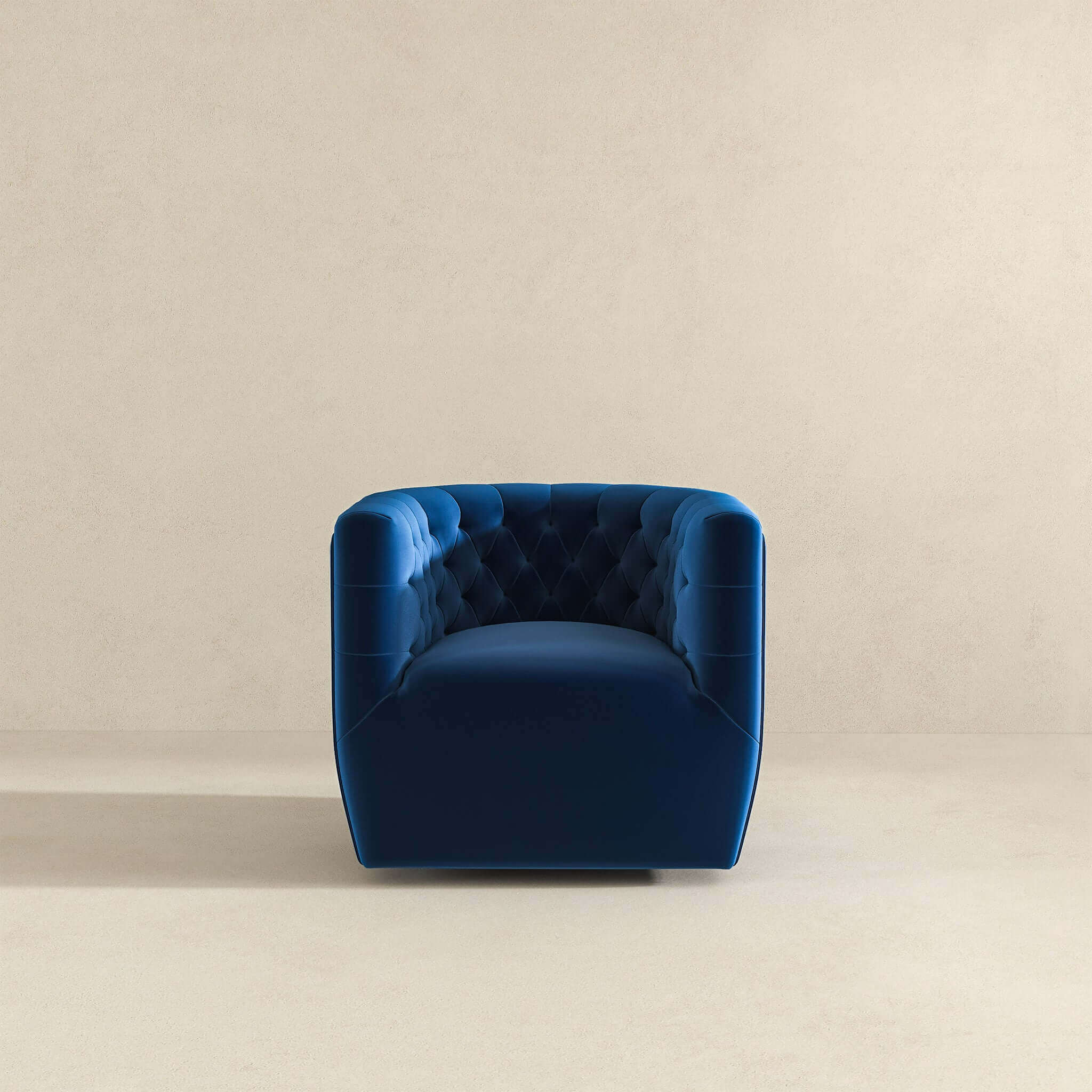 Delaney Dark Blue Velvet Swivel Chair - Image 3