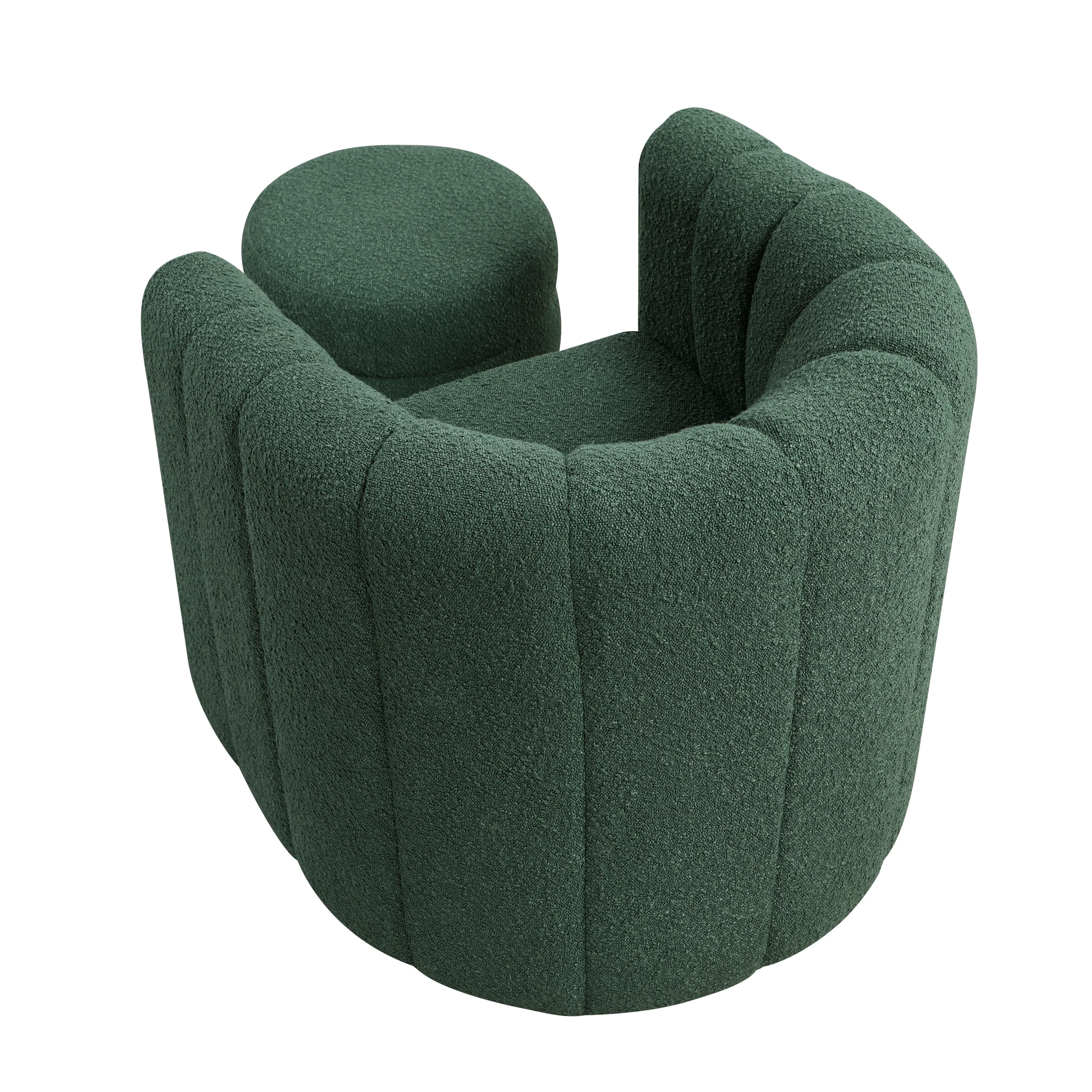 Delaney Green Boucle Swivel Chair with Ottoman - Image 4