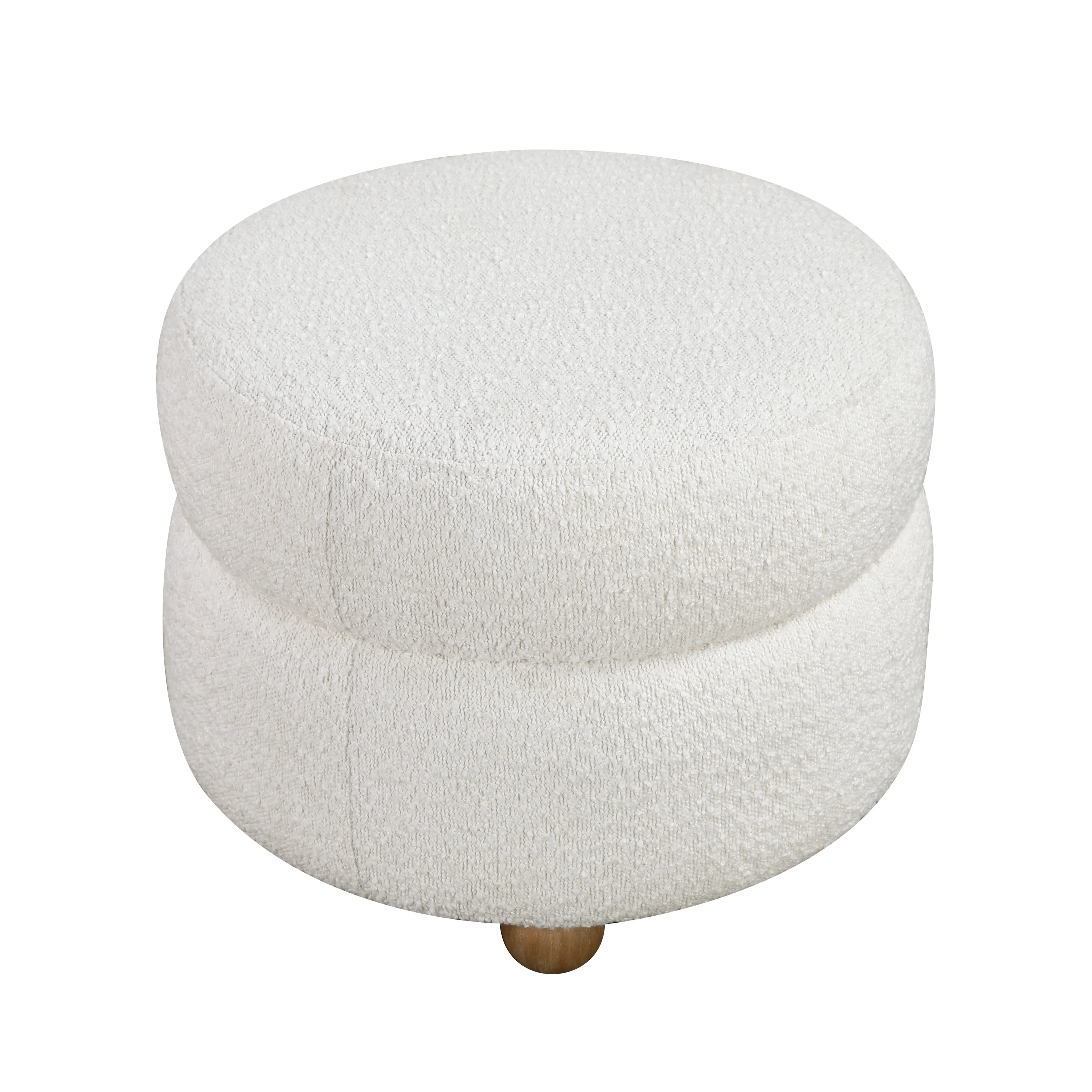 Delaney White Boucle Swivel Chair with Ottoman - Image 12