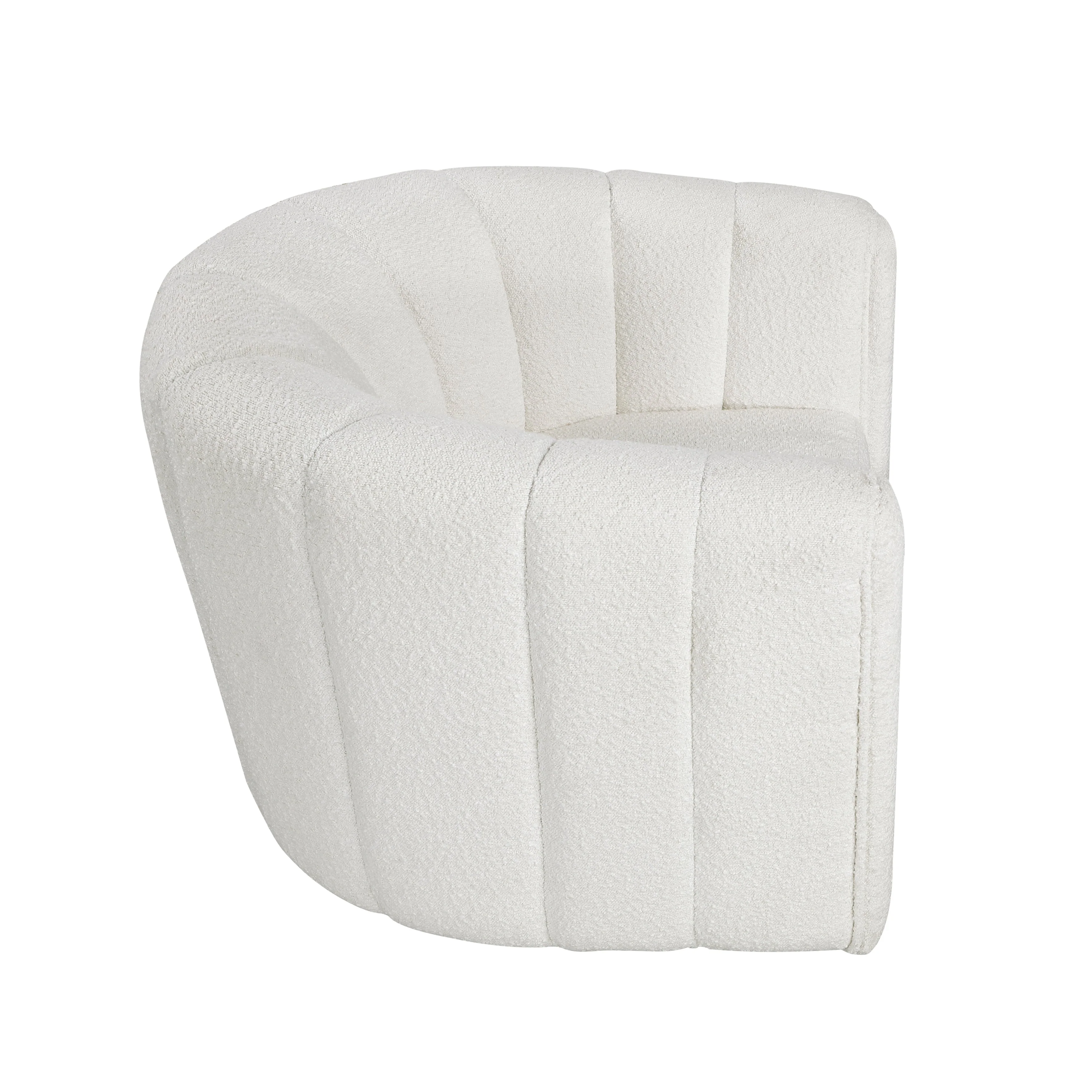 Delaney White Boucle Swivel Chair with Ottoman - Image 8